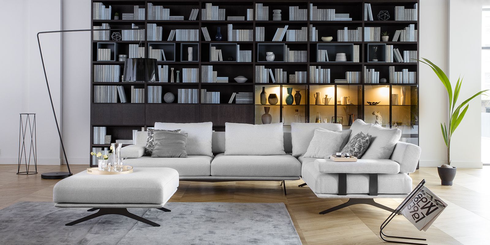 Design hoeksalon Elixir met longchair (rechts) - wit