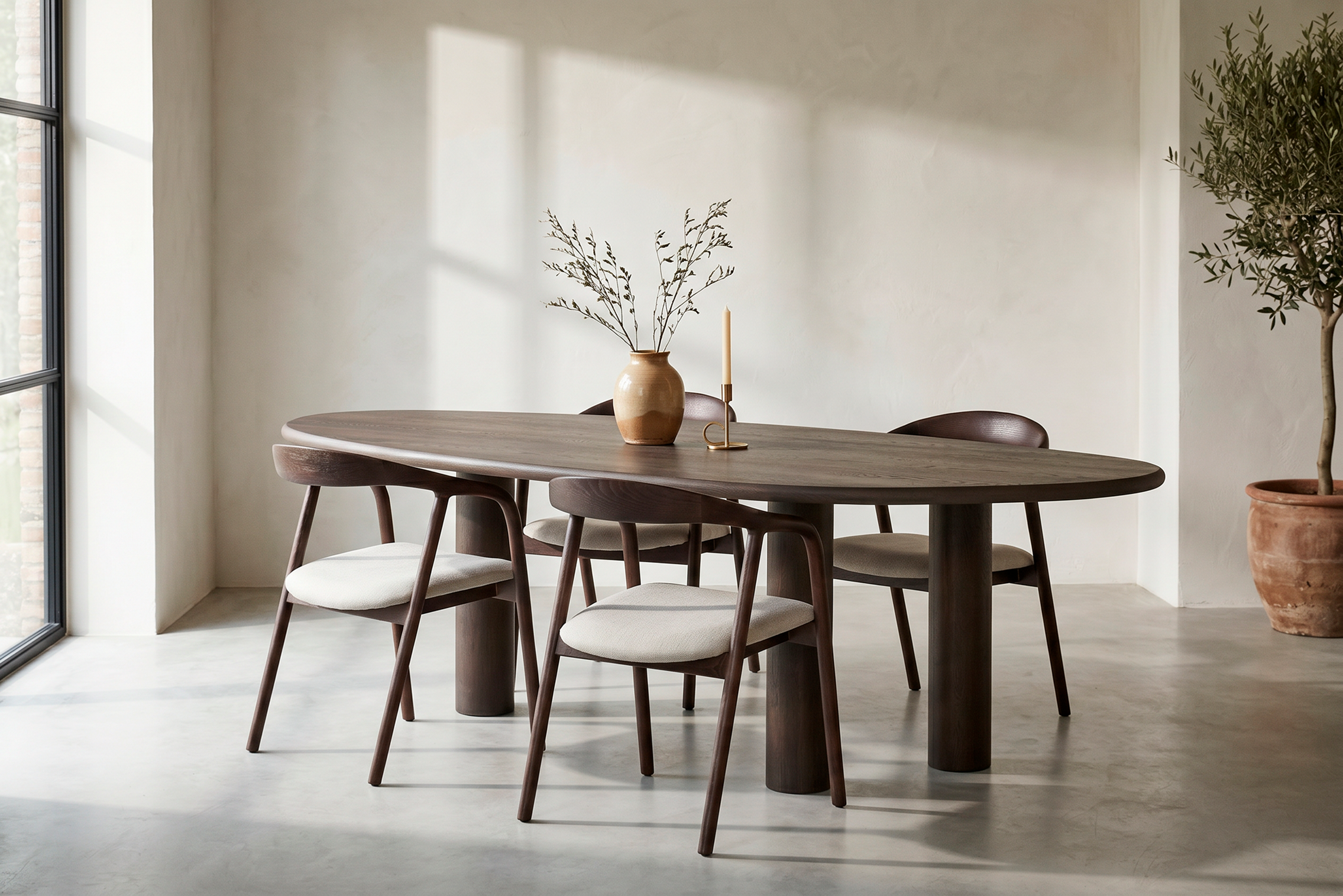 Eettafel met 3 poten - leaf/donkerbruin
