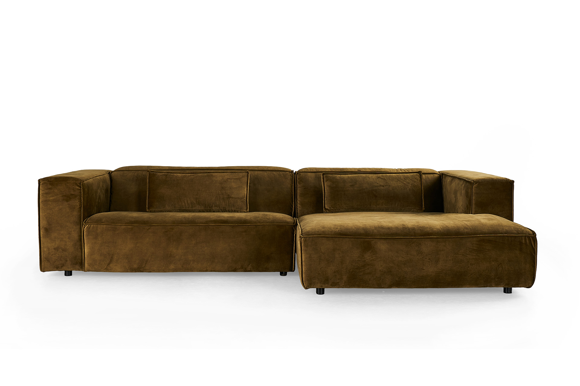 Velvet hoeksalon met longchair (rechts) - groen