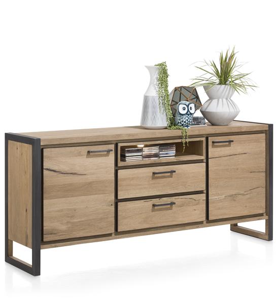 Dressoir Metalo met 2 deuren en 2 lades B180cm - natuur