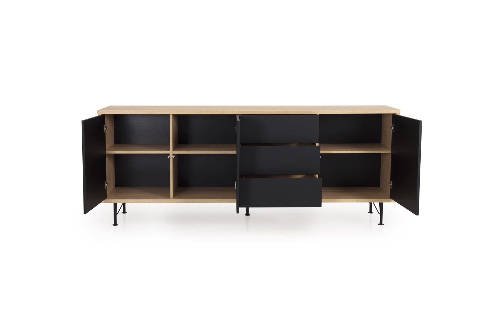 Dressoir Flow 206cm 3 deuren, 3 laden