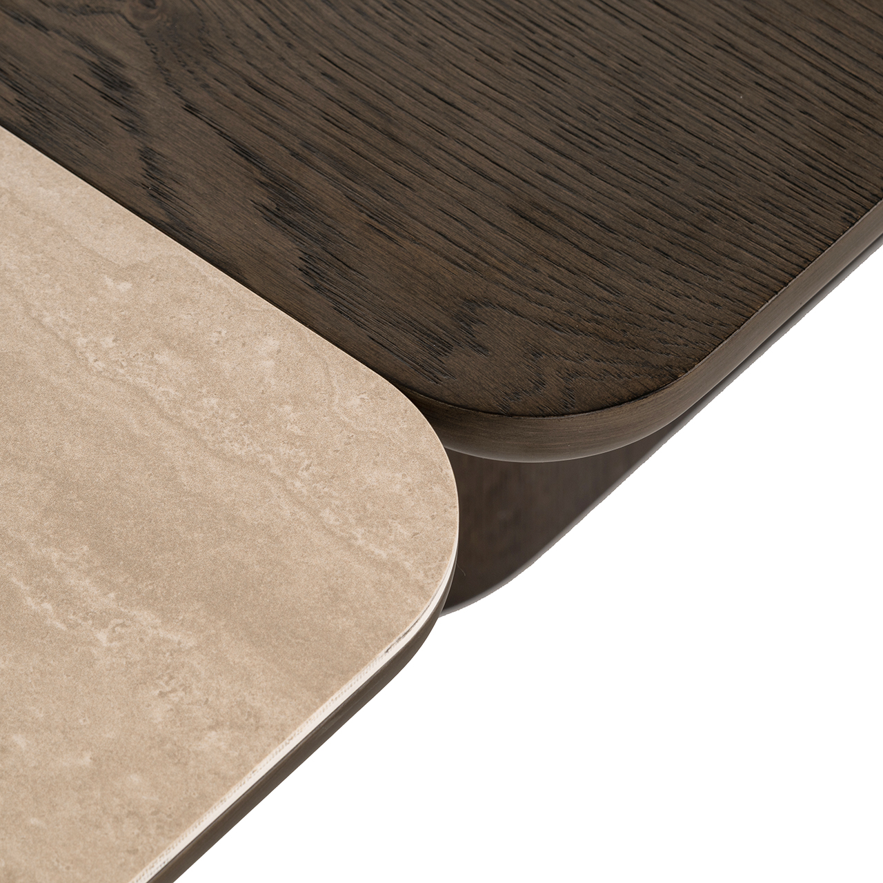 Set v/2 salontafels - oak veneer/travertine