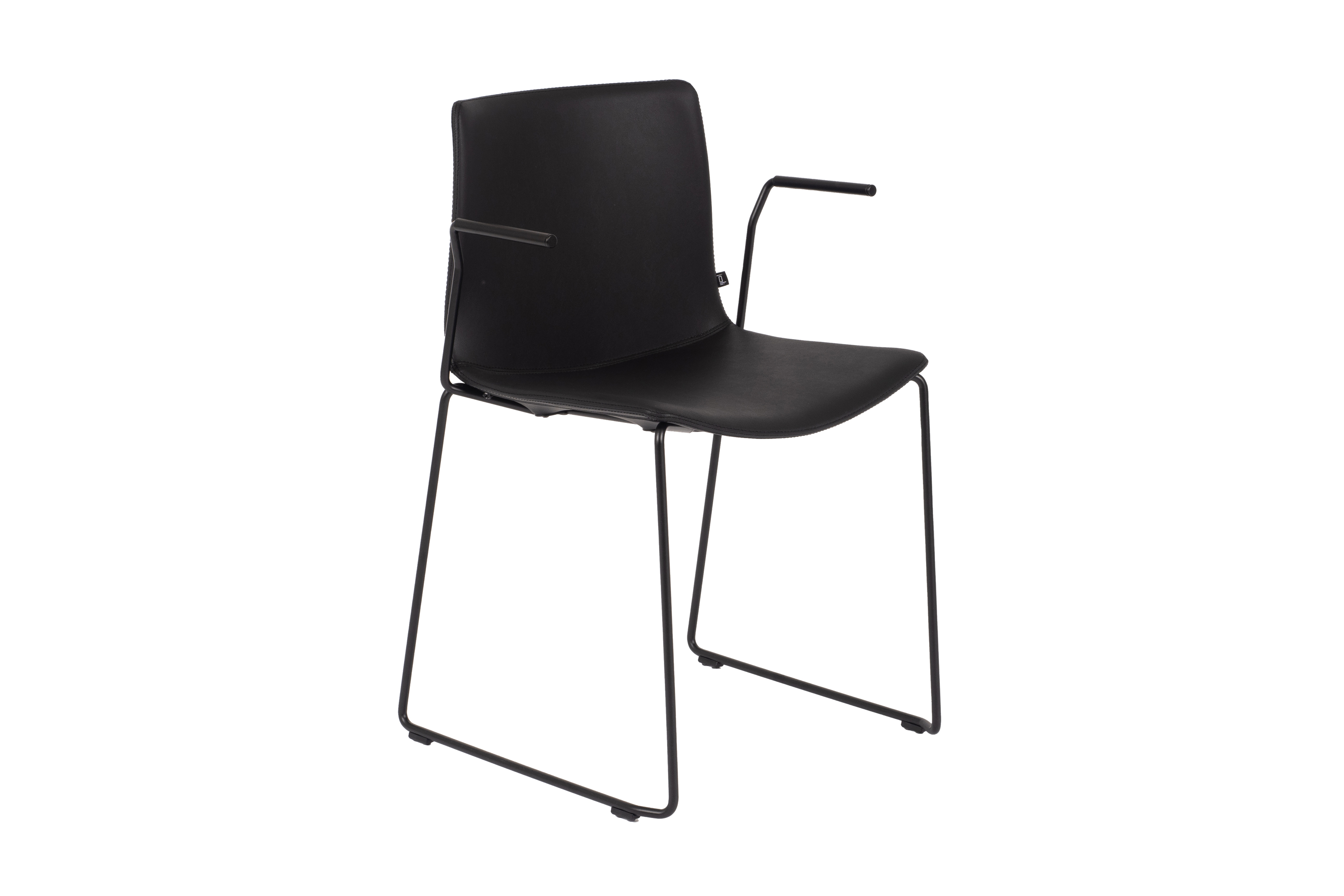 Armstoel Curve in lederlook - zwart
