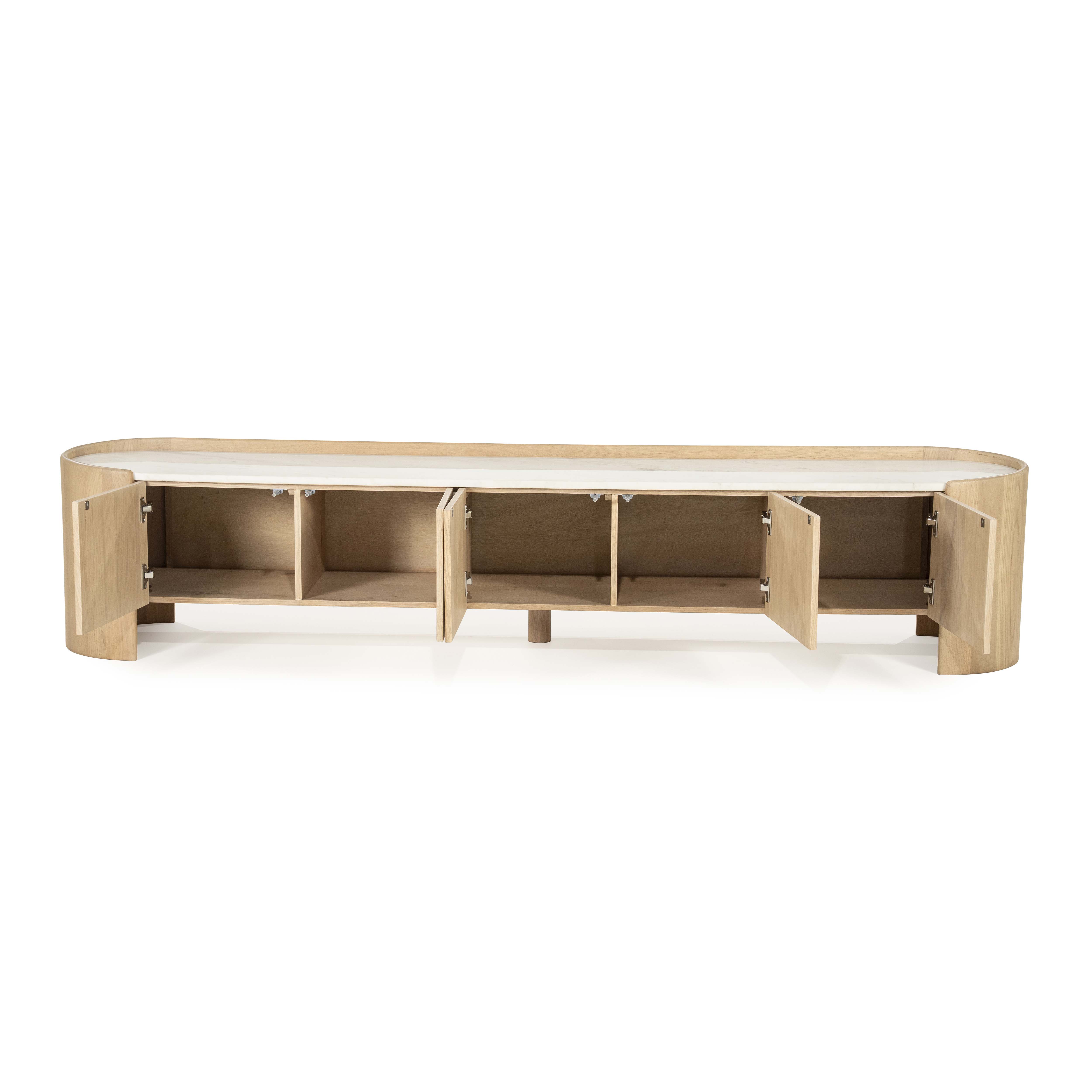 Tv meubel 5 deuren - 240cm - eik/marmer