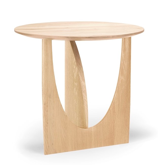 Bijzettafel Geometric Design teak hout dia. 51 cm - naturel