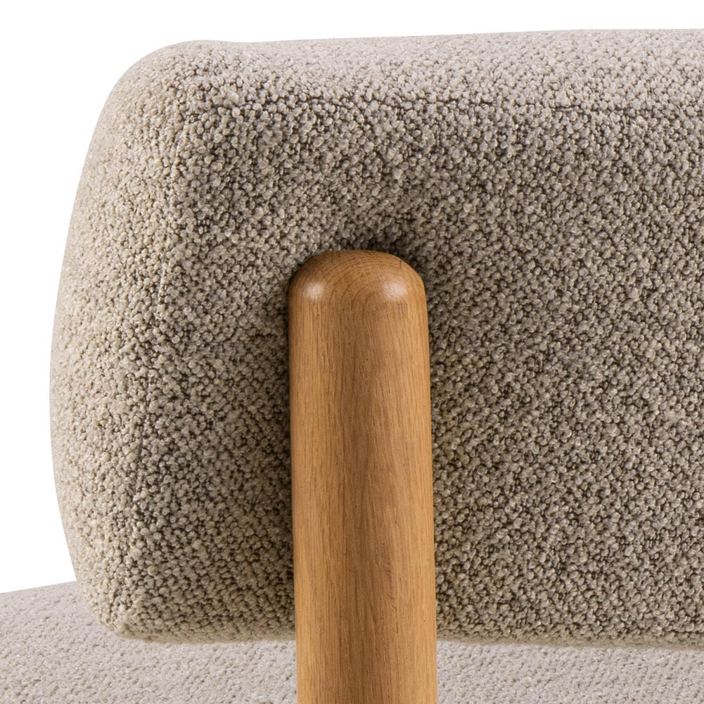 Fauteuil met bouclé zitting - natuur eiken/beige