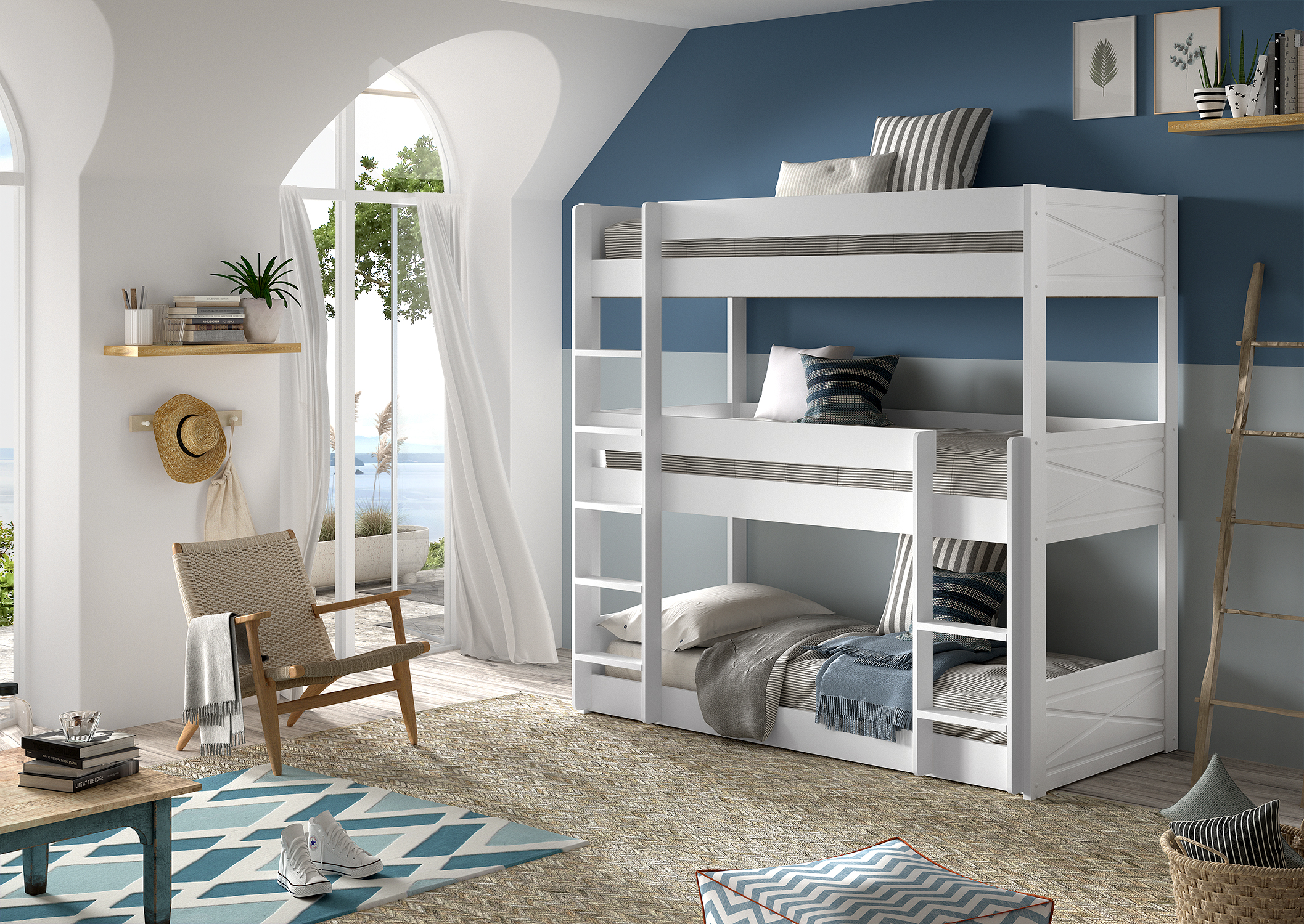 Stapelbed 3-personen - wit