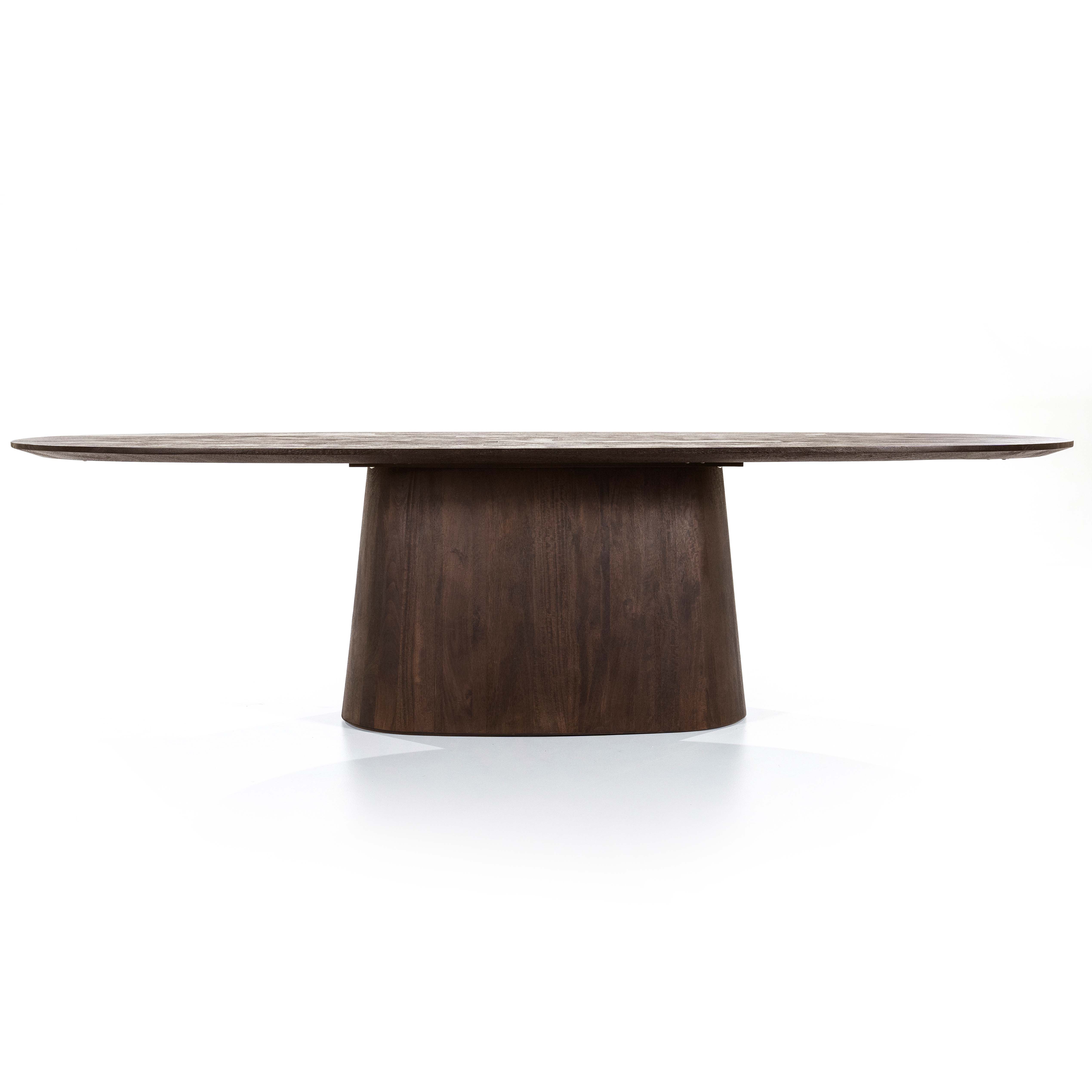Ovale eettafel mangohout 300x110cm - bruin