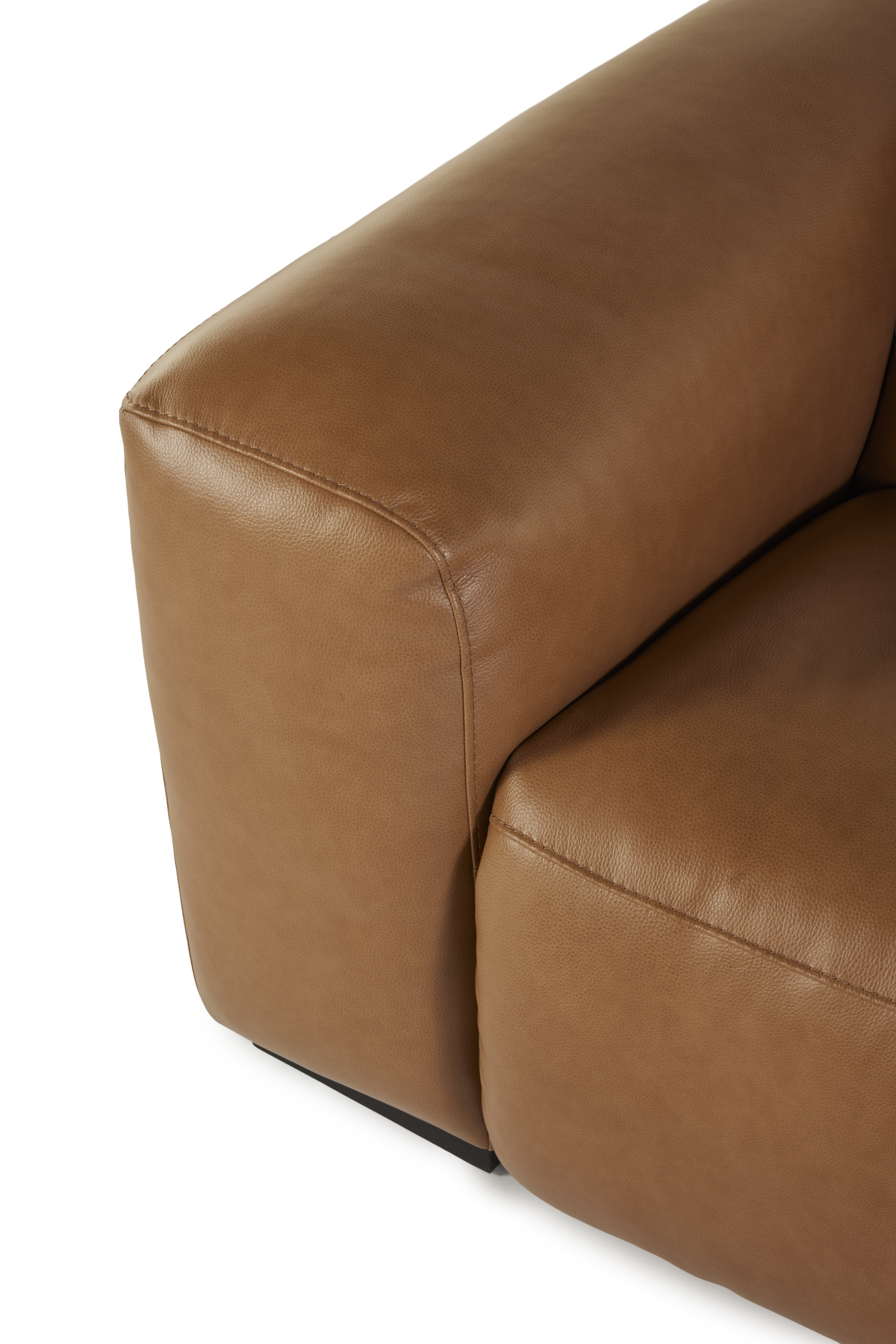 Lederen 4-zit met elektrische relaxfuncties - cognac