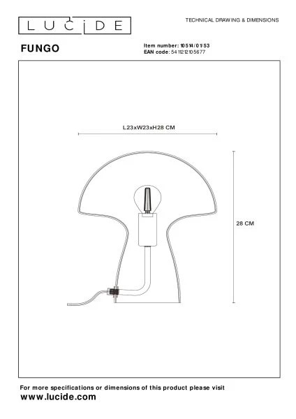 Tafellamp Fungo in glas - fumé