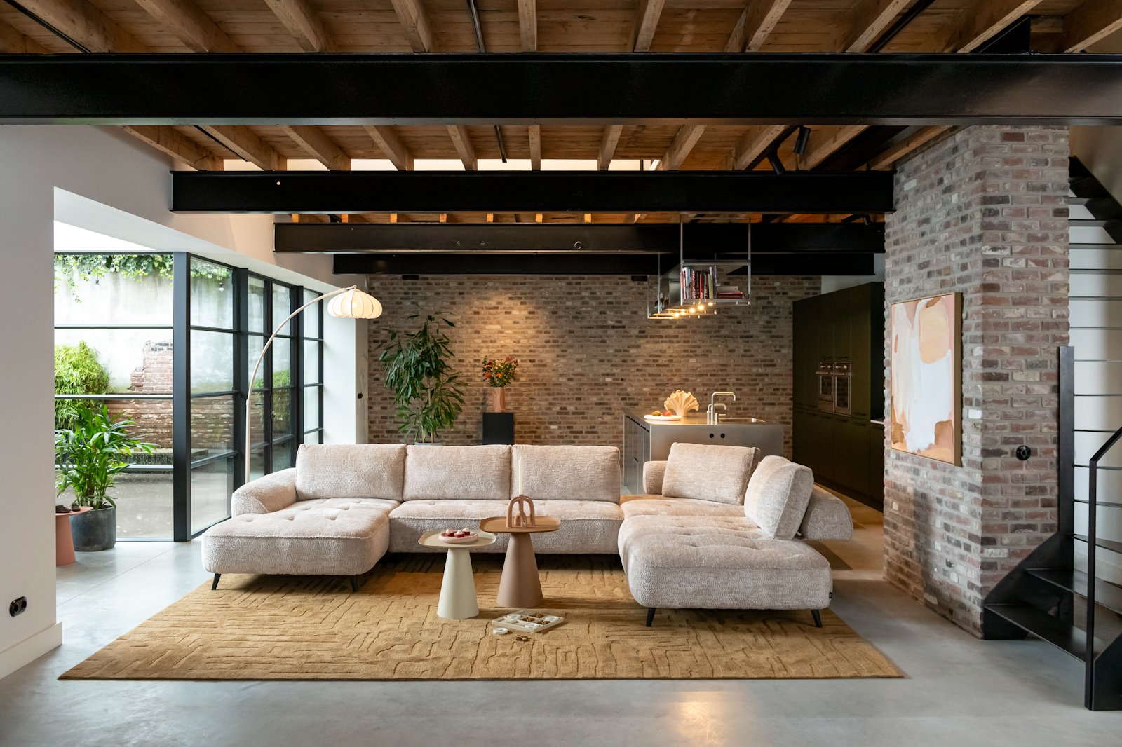 Hoeksalon longchair rechts - beige
