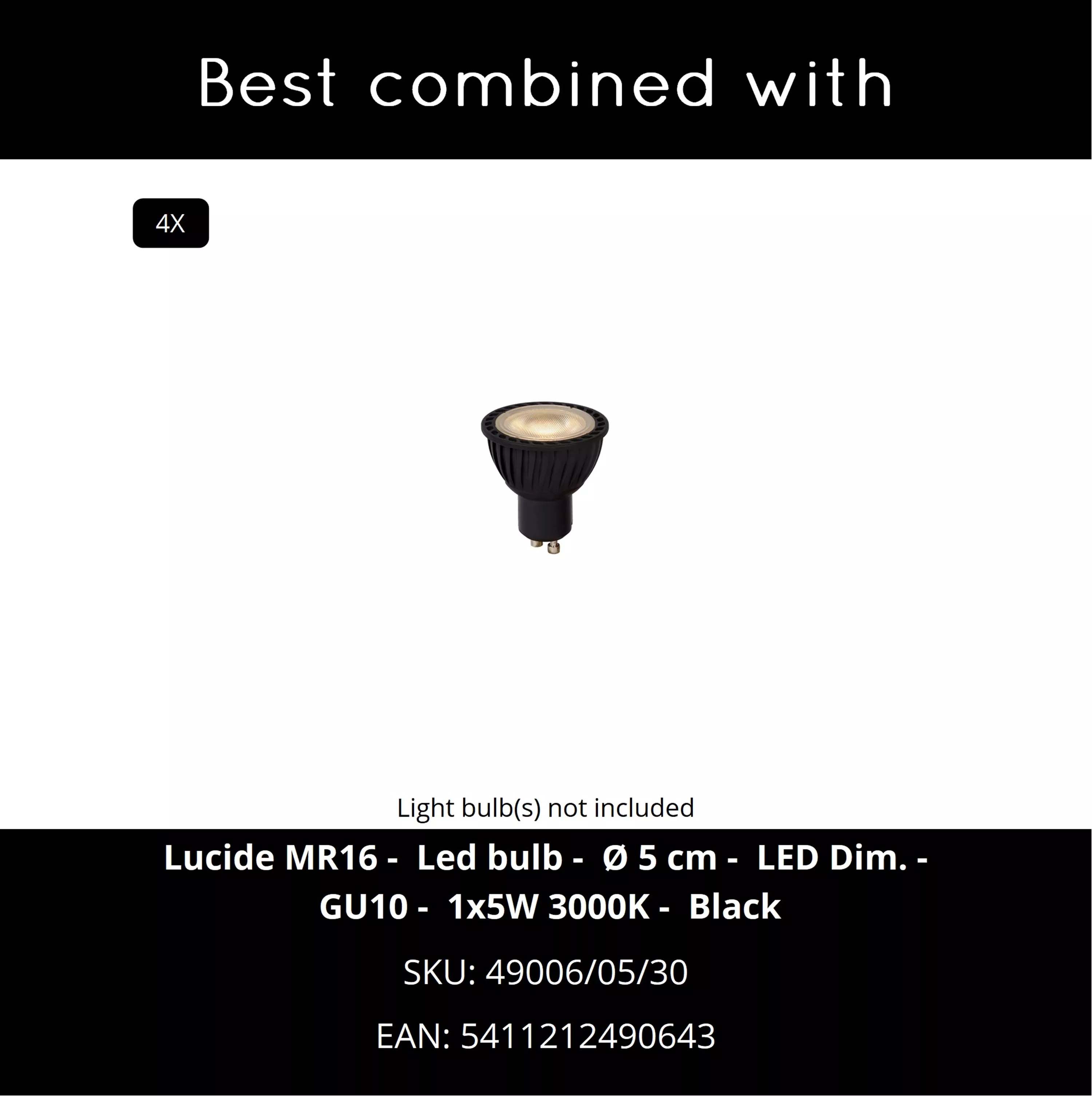 Plafondspots Clubs 4xGU10 - zwart