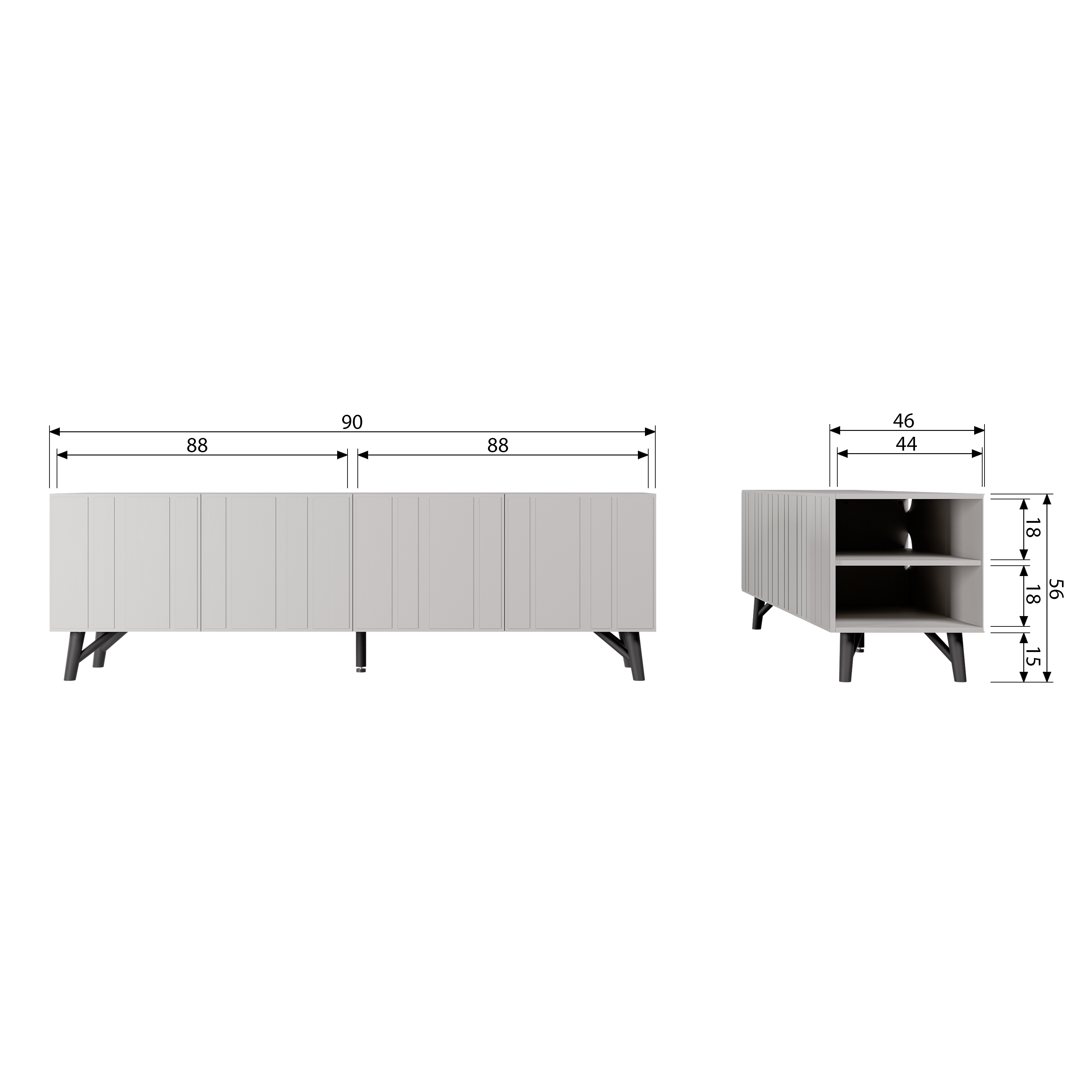 Tv-meubel Miller met 4 deuren - wit