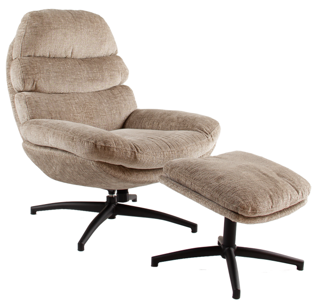 Fauteuil met voetenbank - beige
