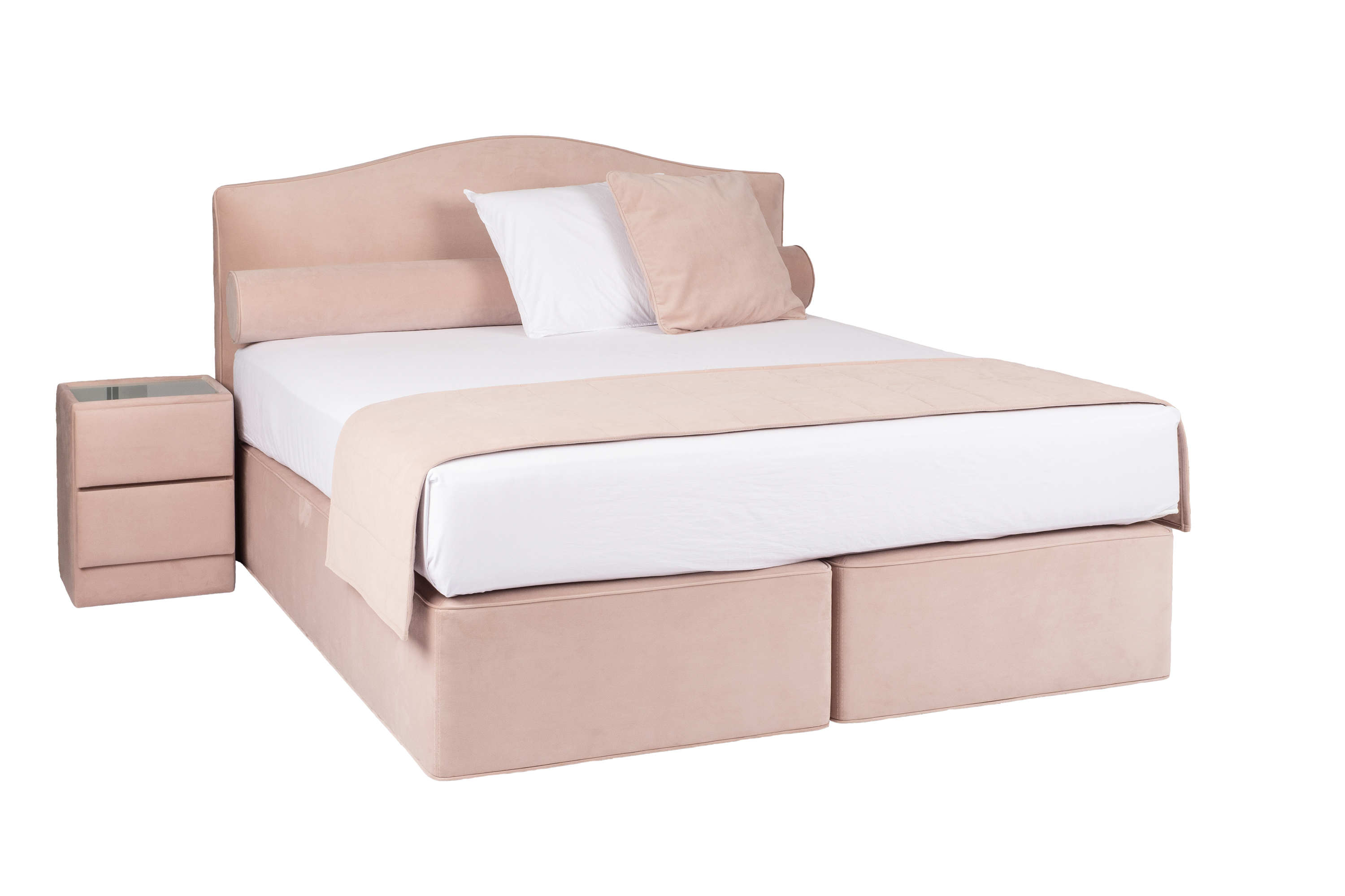 Boxspring Versailles (incl. matras en 2 nachttafels) 180x200cm - roze