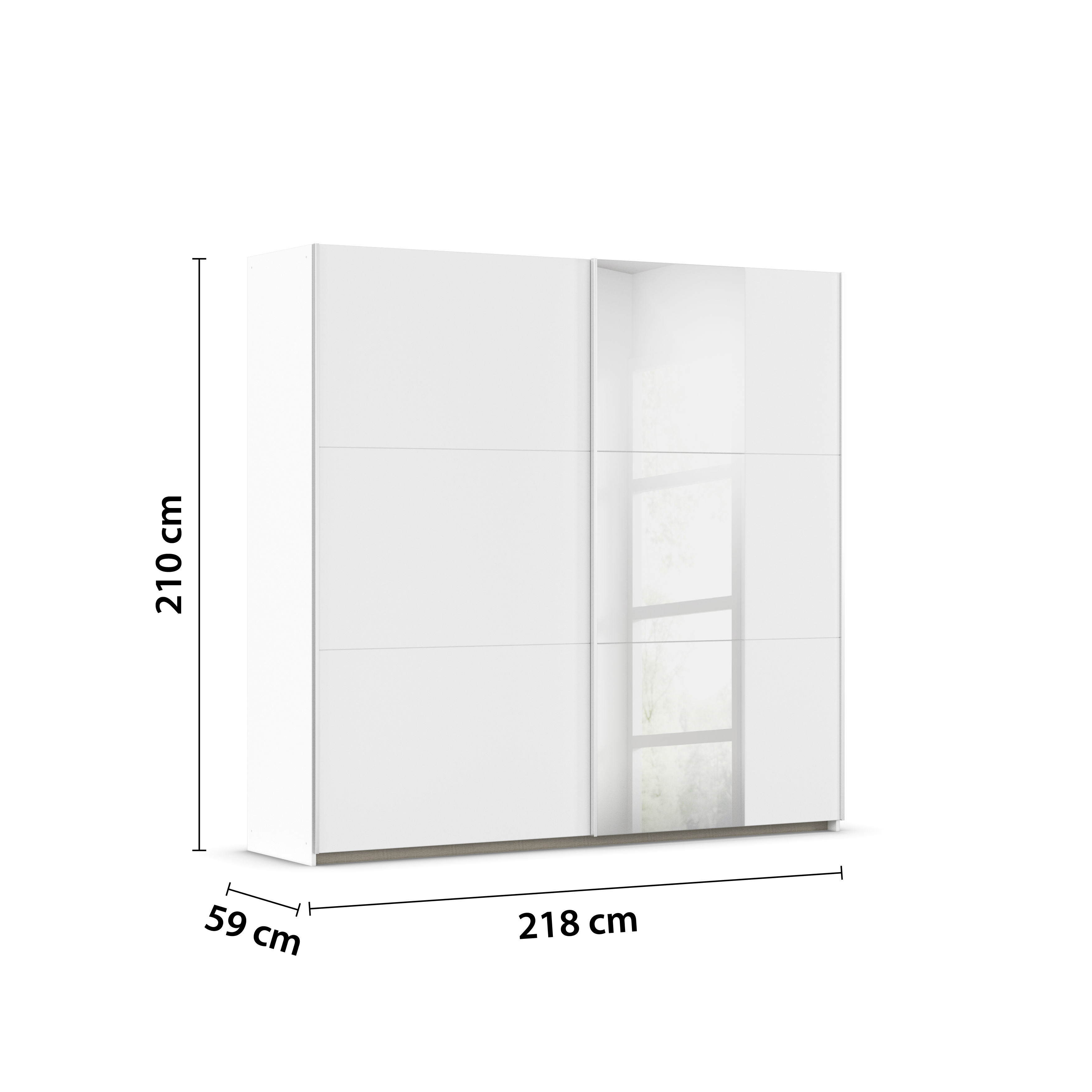 Schuifdeurkast met spiegel 218x210cm - wit