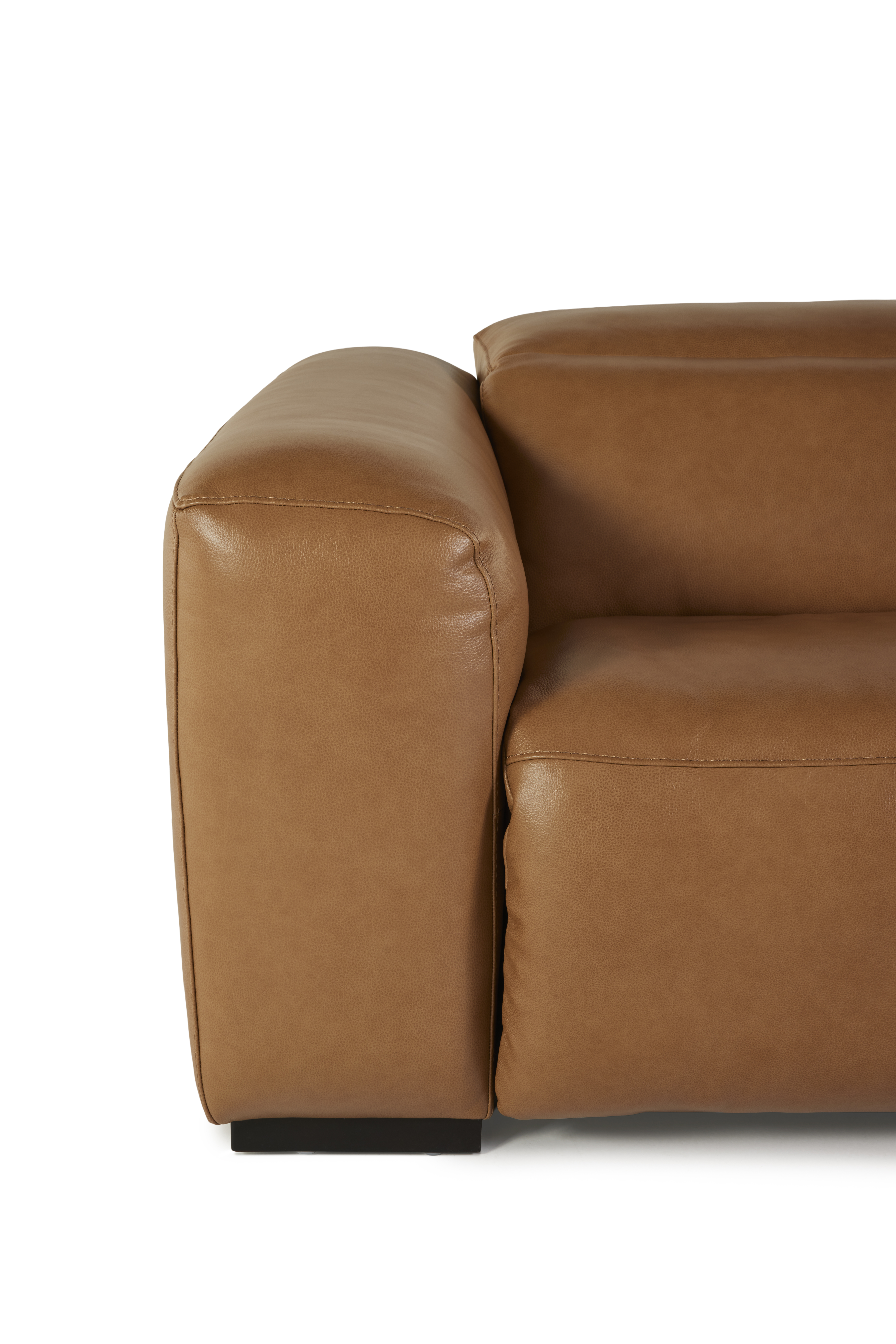 Lederen 4-zit met elektrische relaxfuncties - cognac