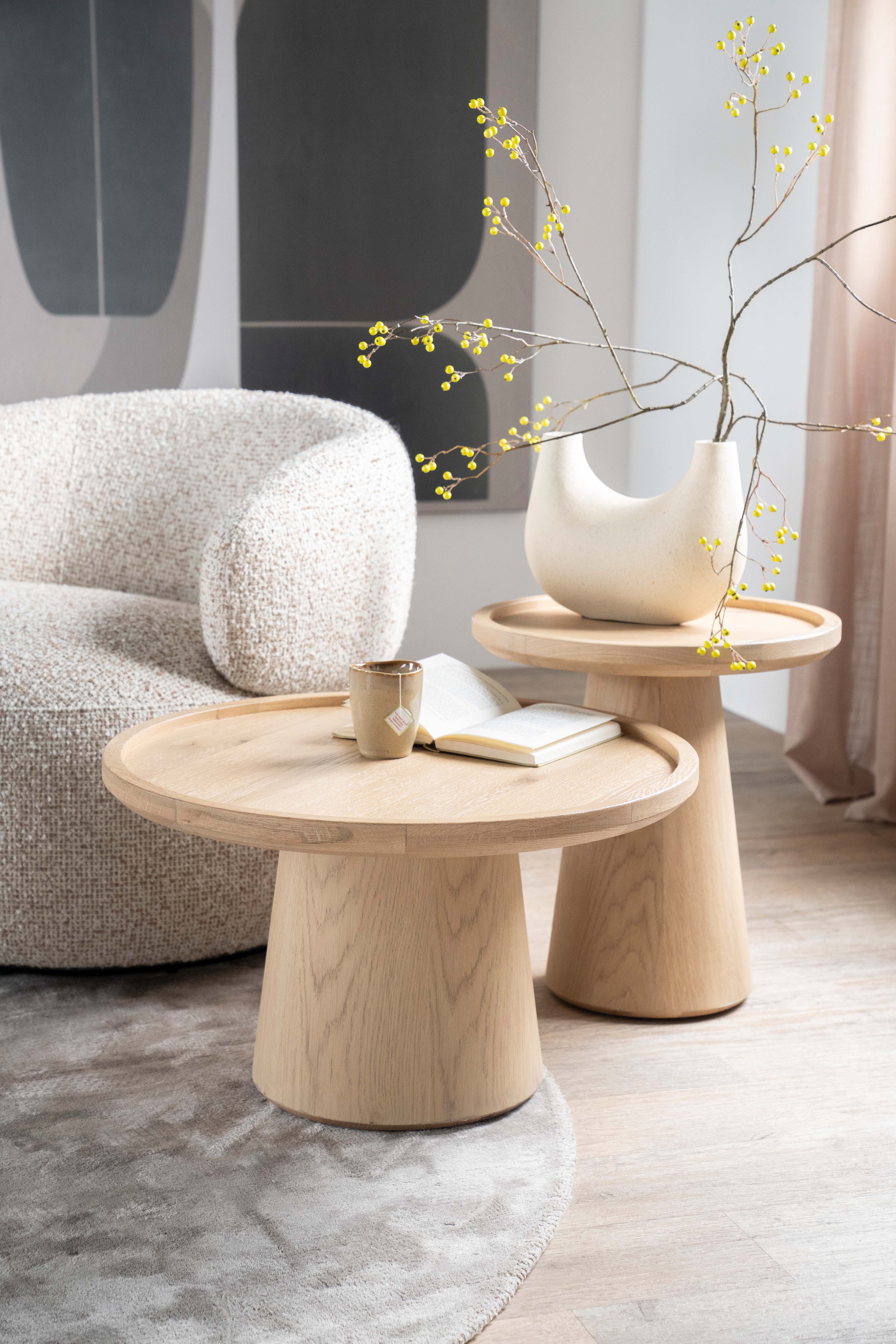 Ronde bijzettafel dia. 46cm - natuur eiken fineer