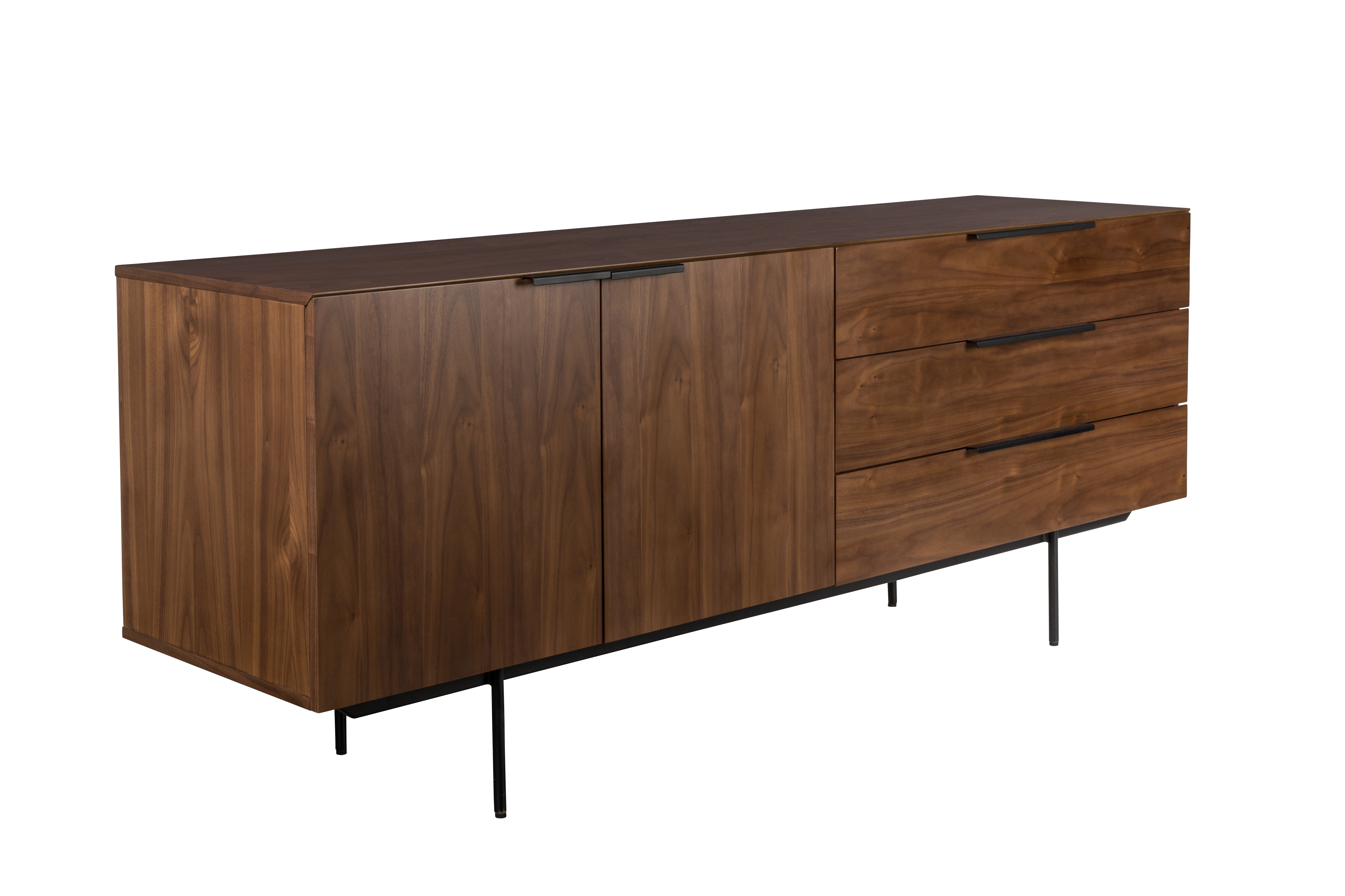 Dressoir Travis met 2 deuren en 3 laden - natuur walnoot
