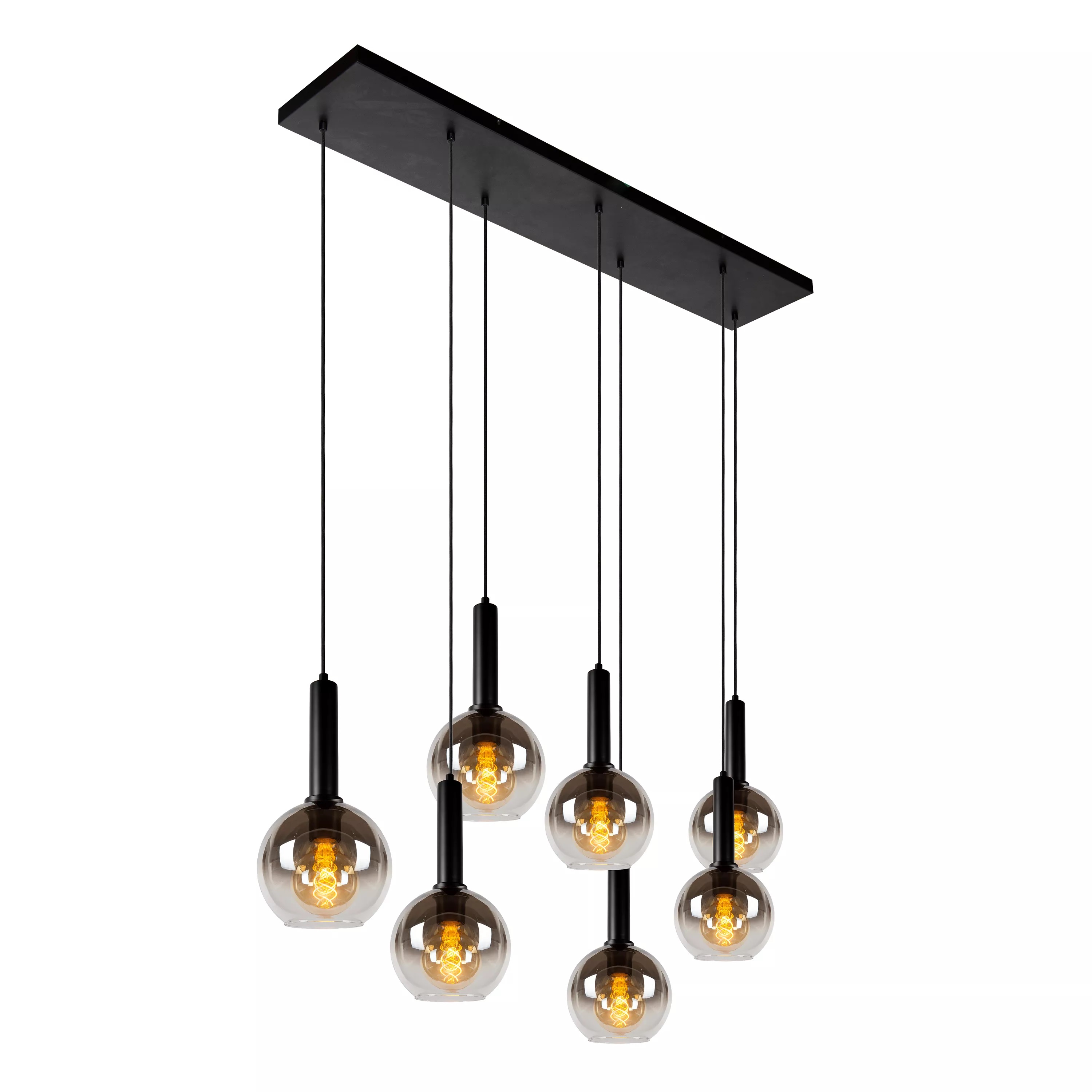 Hanglamp Marius met zeven pendels - zwart fumé