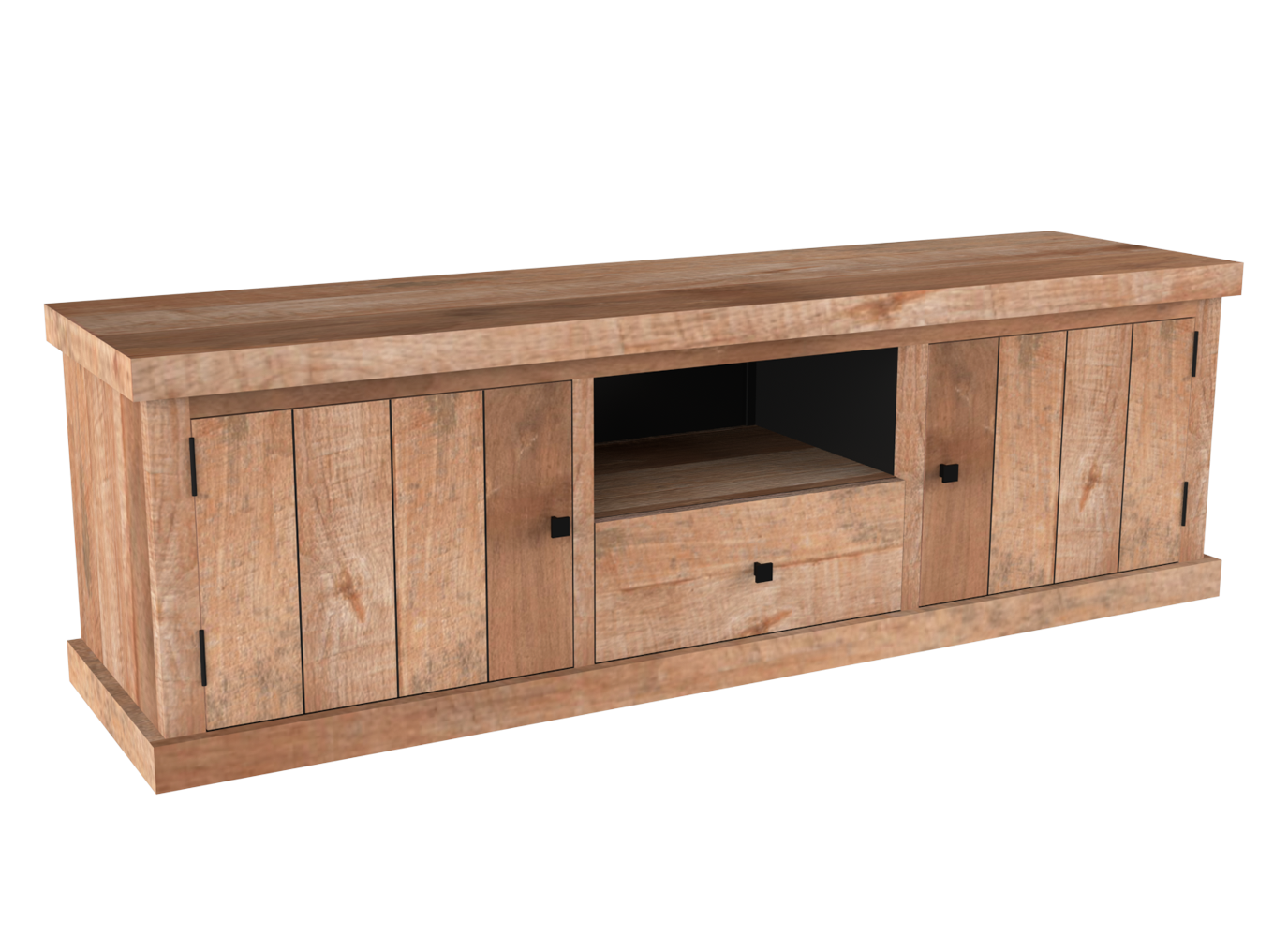Tv-meubel met 2 deuren en lade - natuur teak