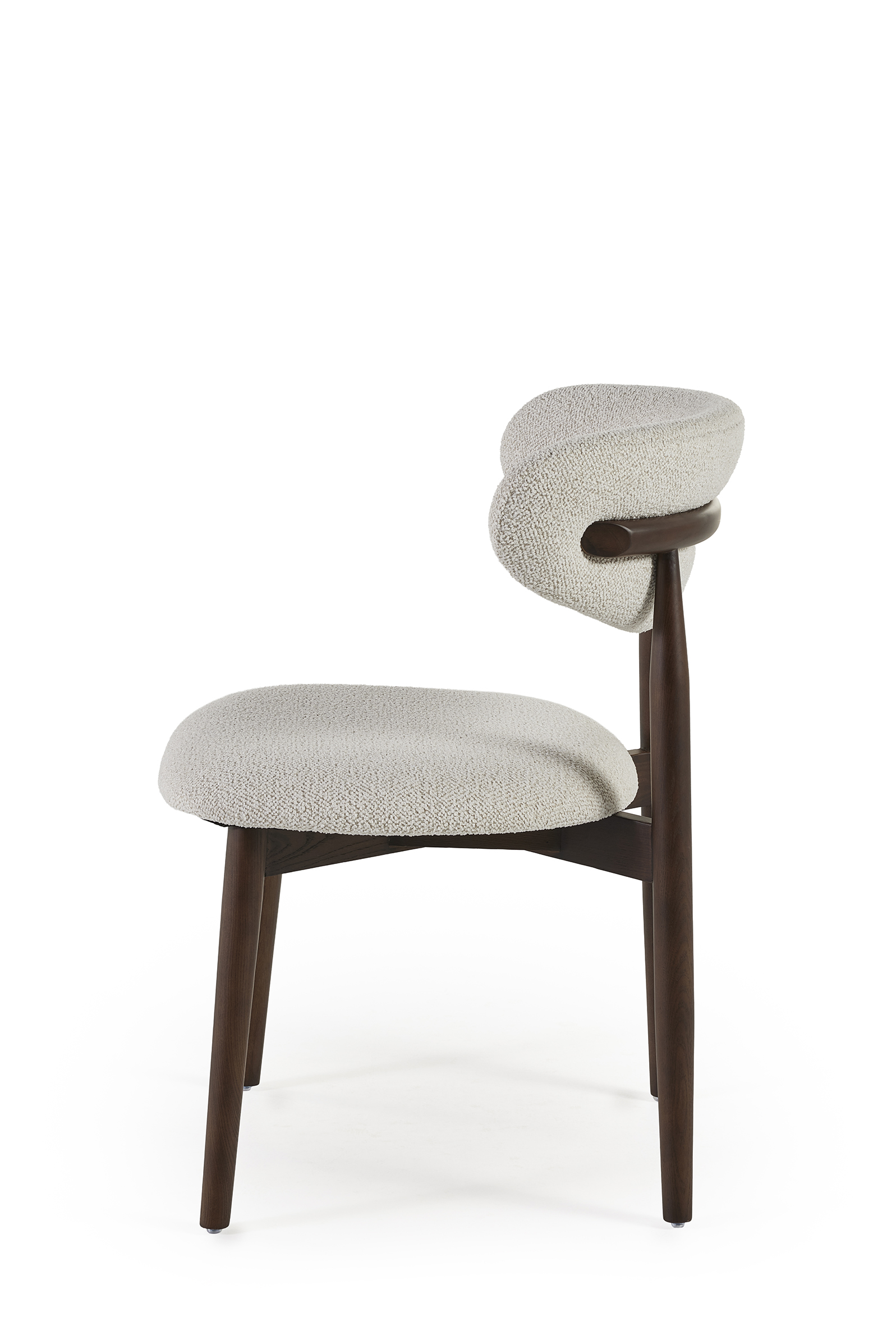 Eetkamerstoel black walnut/beige bouclé