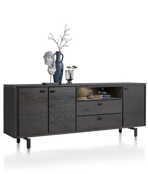 Dressoir Livada met 3 deuren en 2 lades B210 cm - Onyx zwart