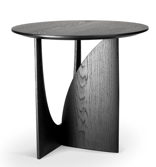 Bijzettafel Geometric Design teak hout dia. 51 cm - zwart