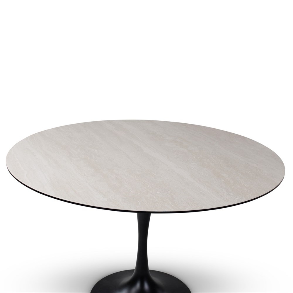 Ronde tafel diam.120cm - keramiek/zwart metaal