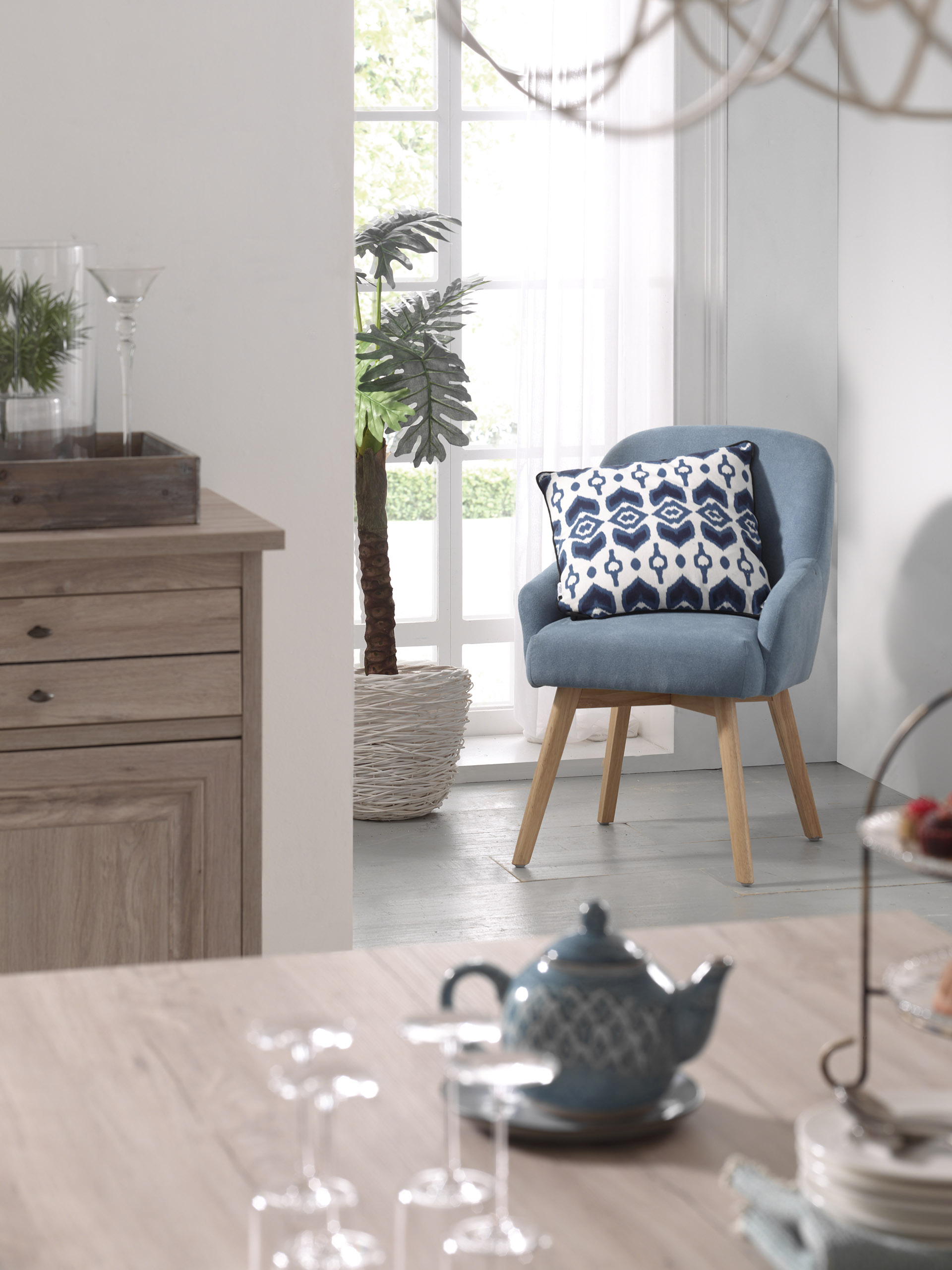 Dressoir met 4 deuren en 4 lades B221cm - lichtgrijs eiken