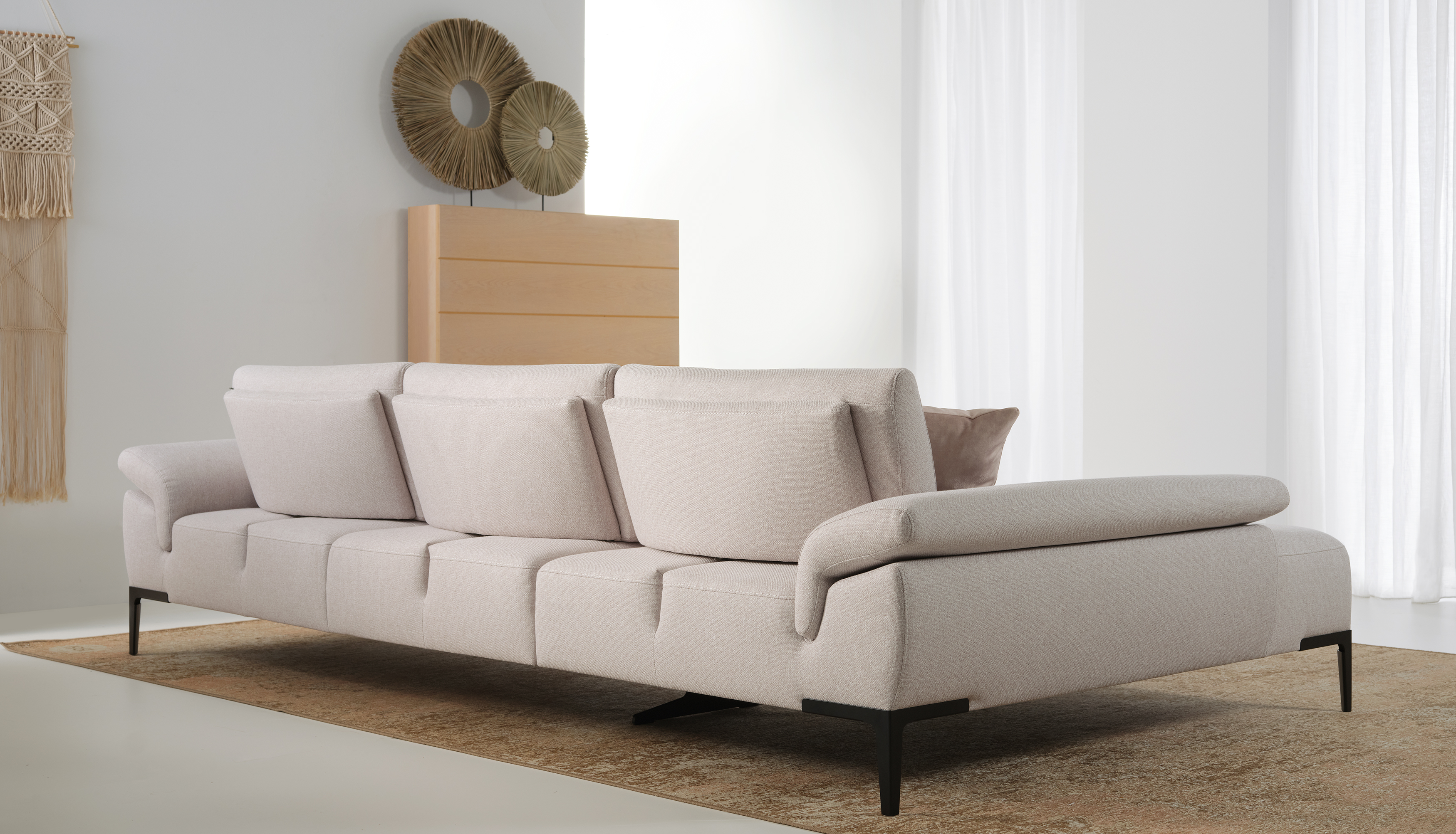 Hoeksalon met longchair (links) - Angora grijs