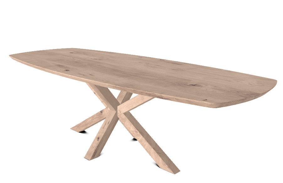 Eettafel 260x110cm met Deens ovaal blad - eik naturel