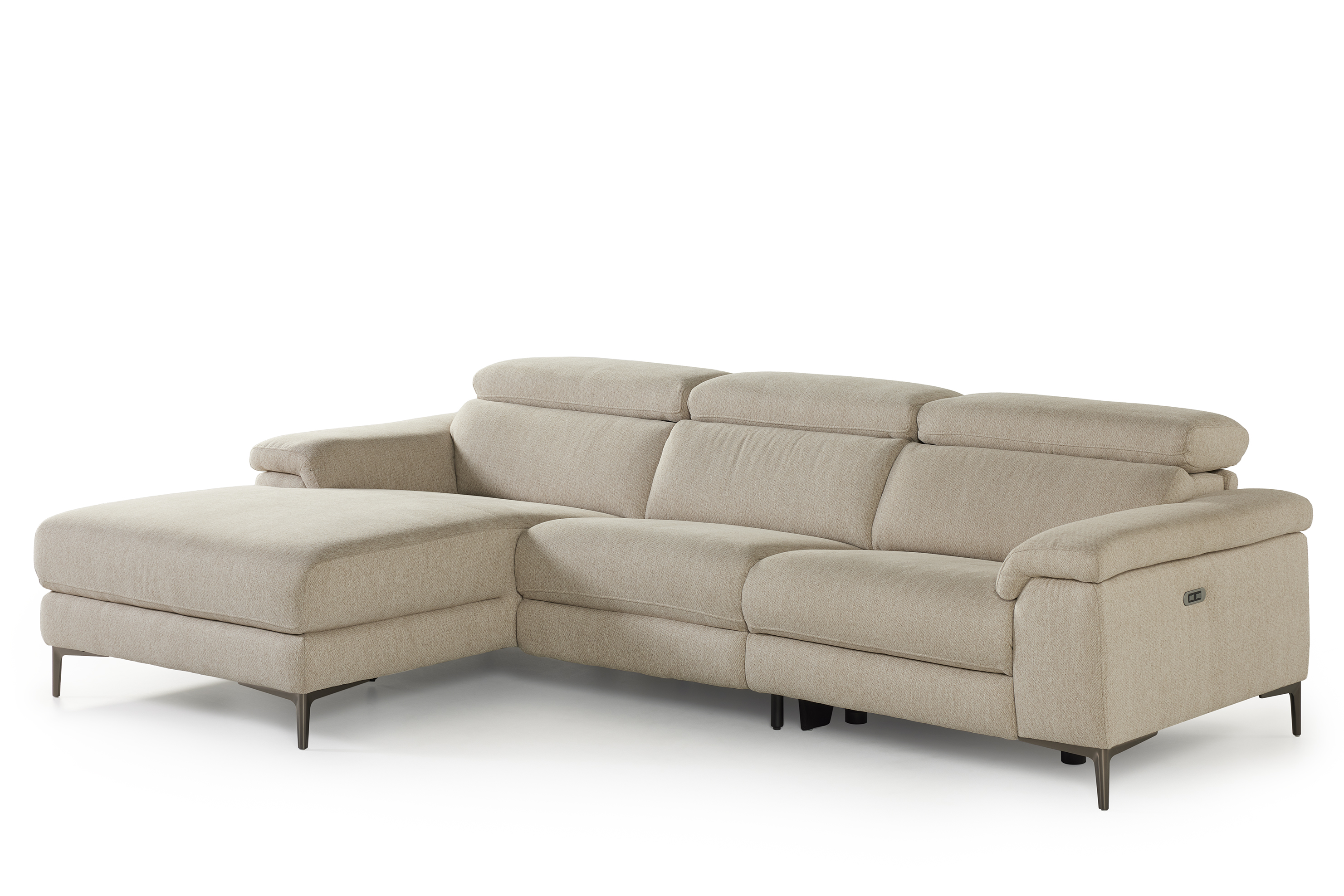 Hoeksalon incl. elektr. relaxfunctie - beige