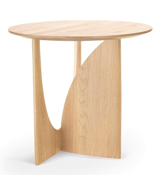 Bijzettafel Geometric Design teak hout dia. 51 cm - naturel