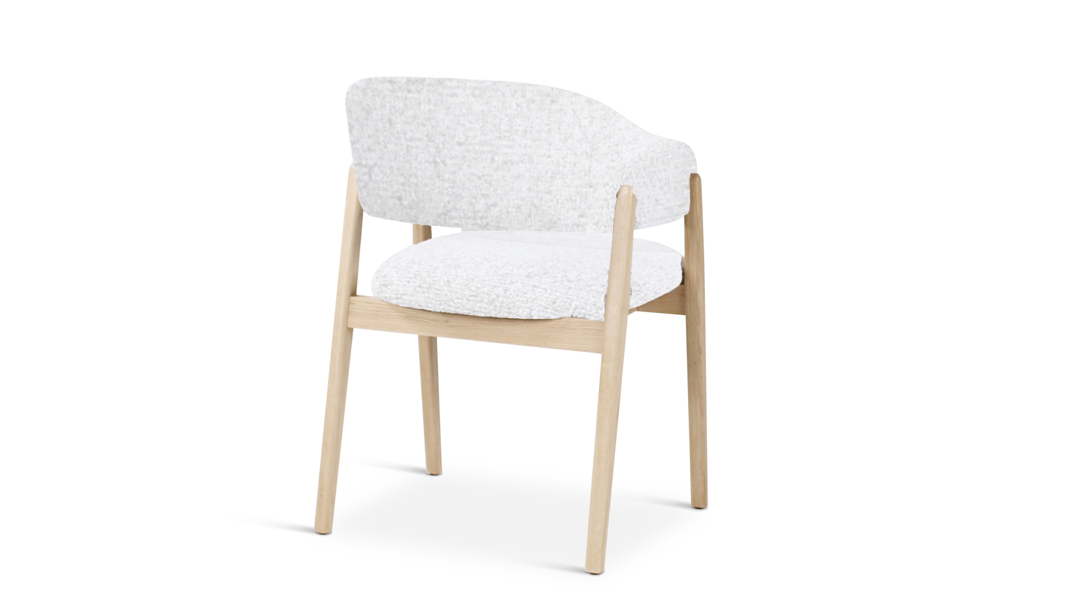 Houten armstoel met bouclé rug en zitting - Ivory ecru/natuur