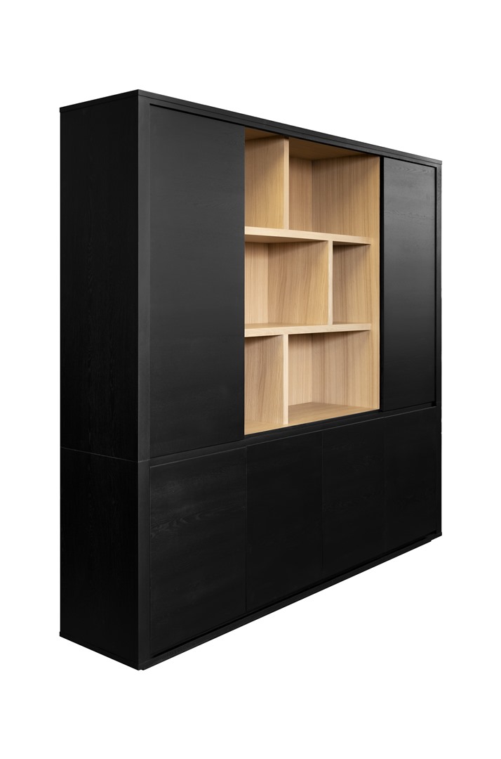 Wandkast asymmetrisch - black matte/smoked oak