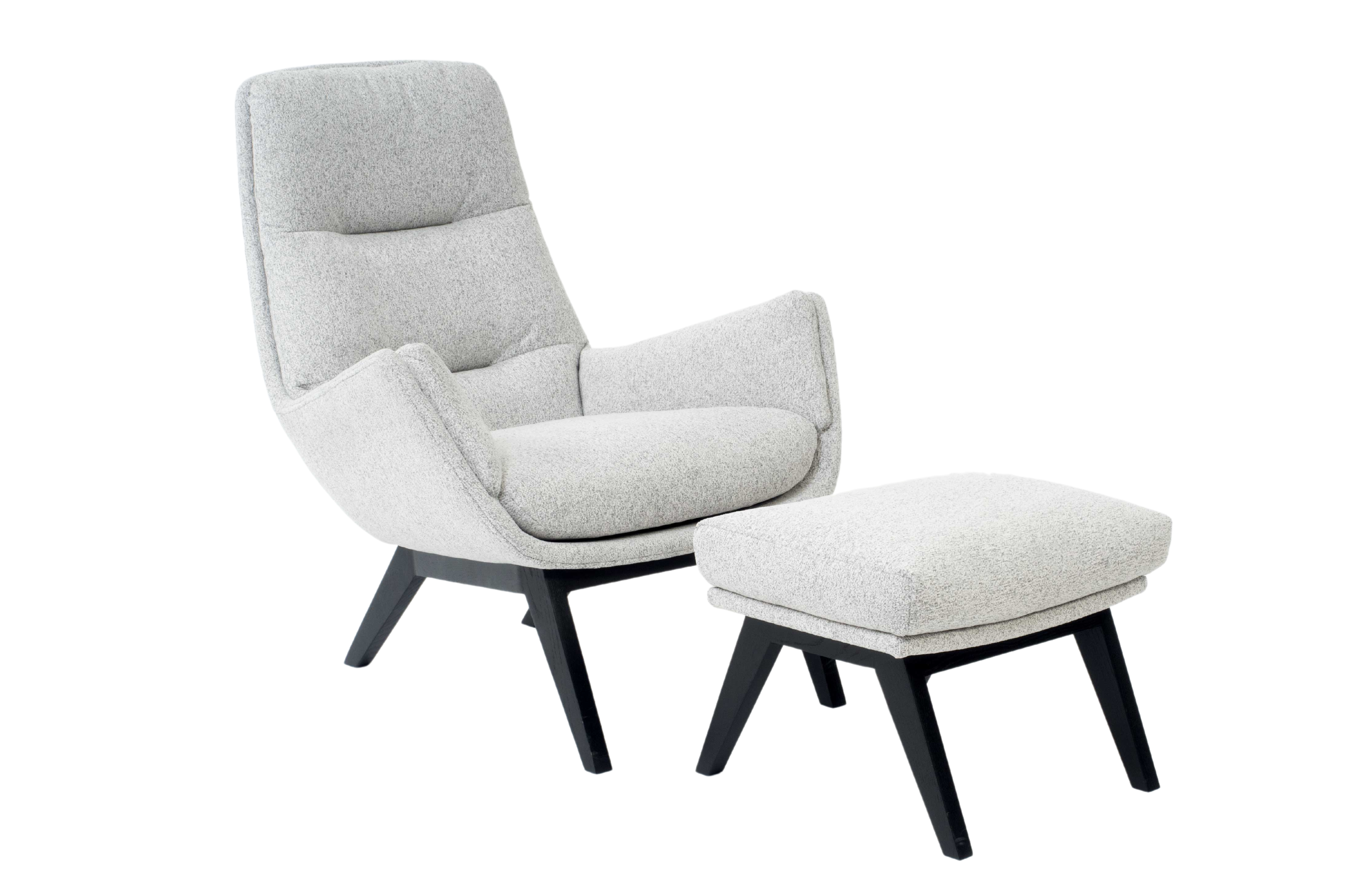 Fauteuil Moro met voetenbank - Off-White lichtgrijs
