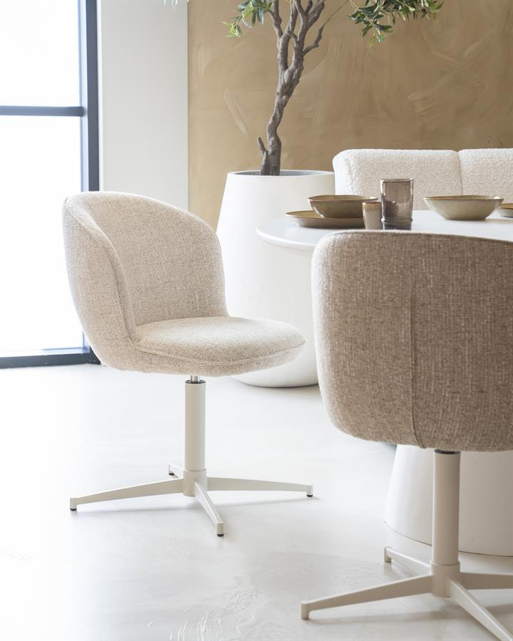 Draaibare eetkamerstoel - beige/wit