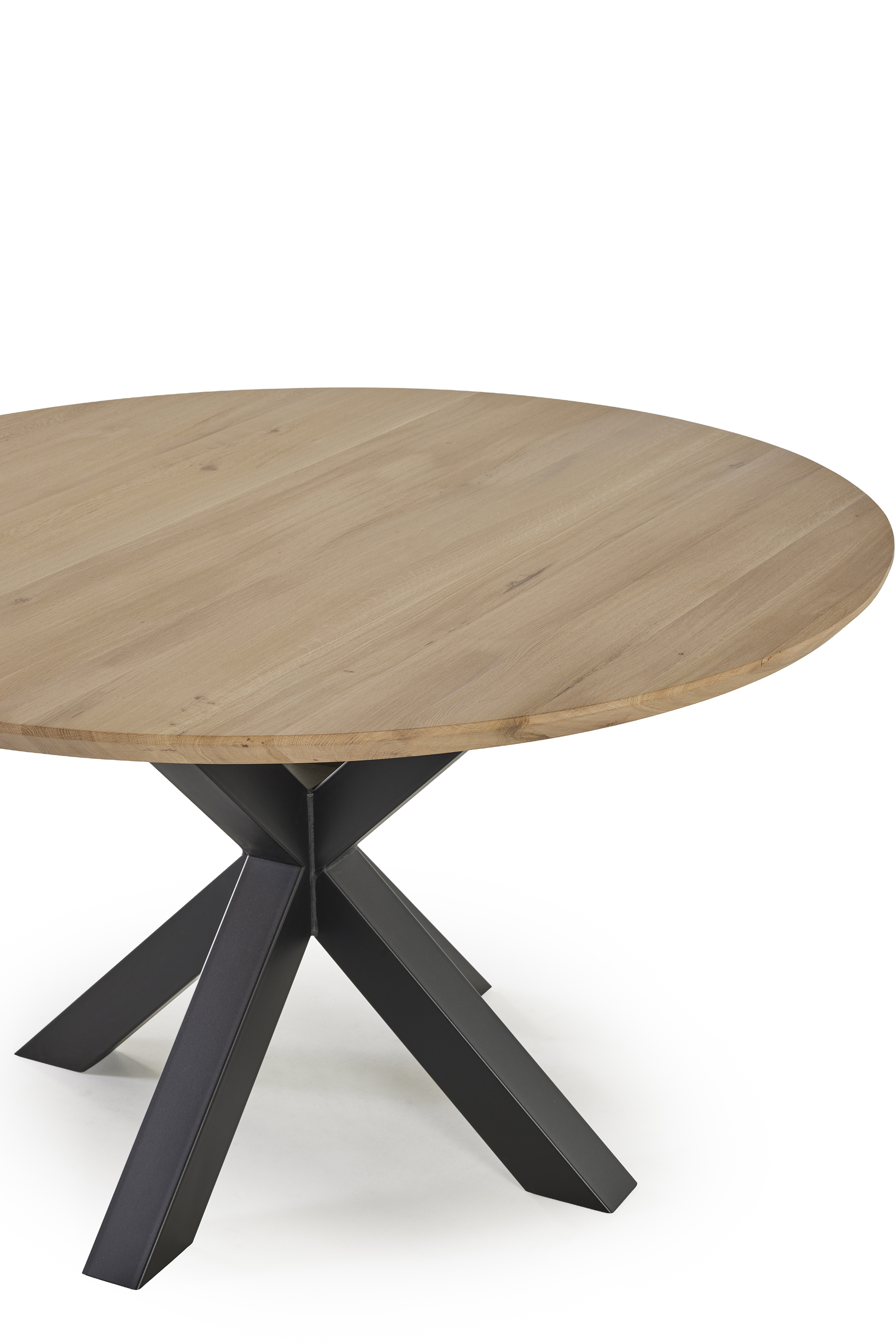 Ronde tafel diam.140cm - massief eik/zwart metaal