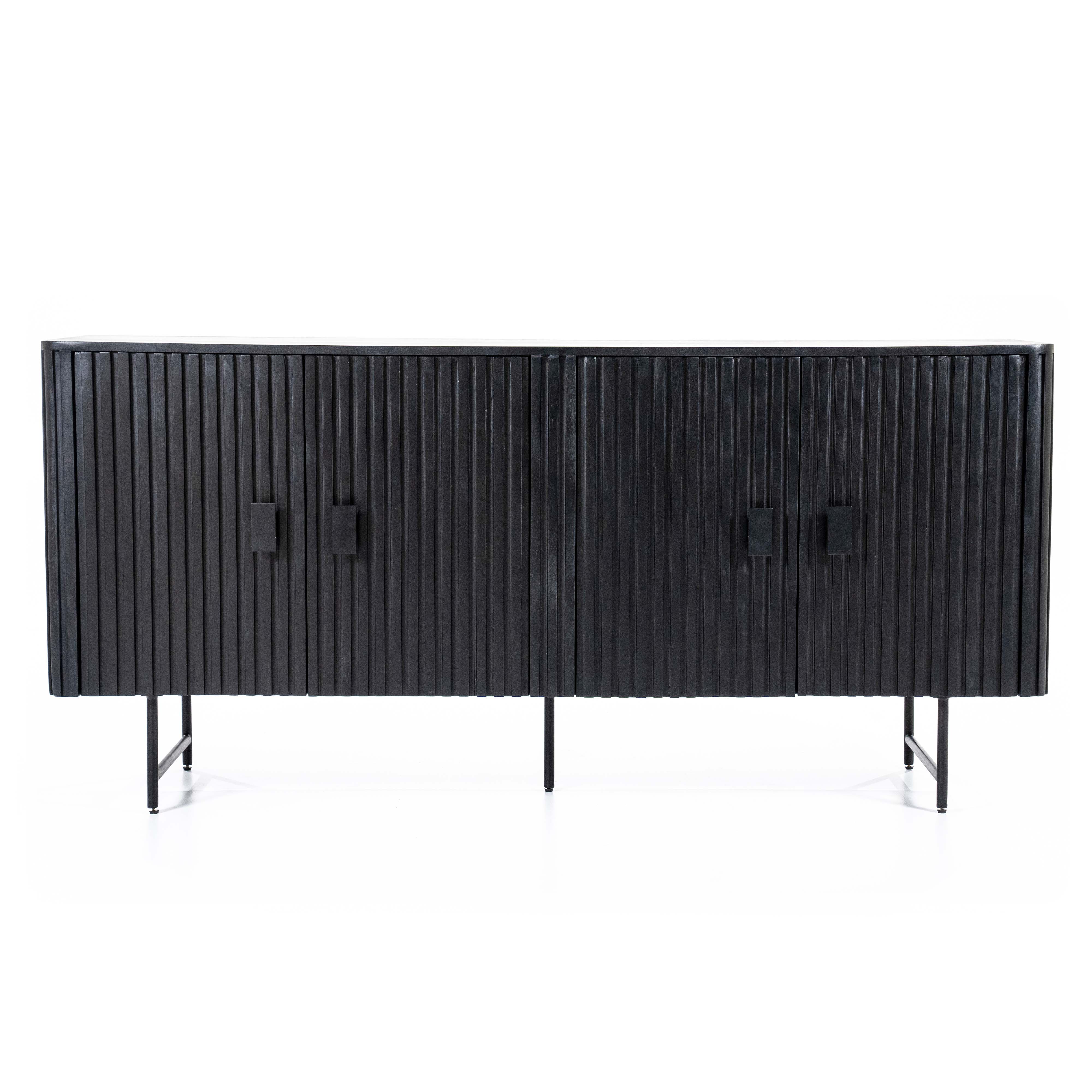 Dressoir met 4 deuren - zwart mangohout