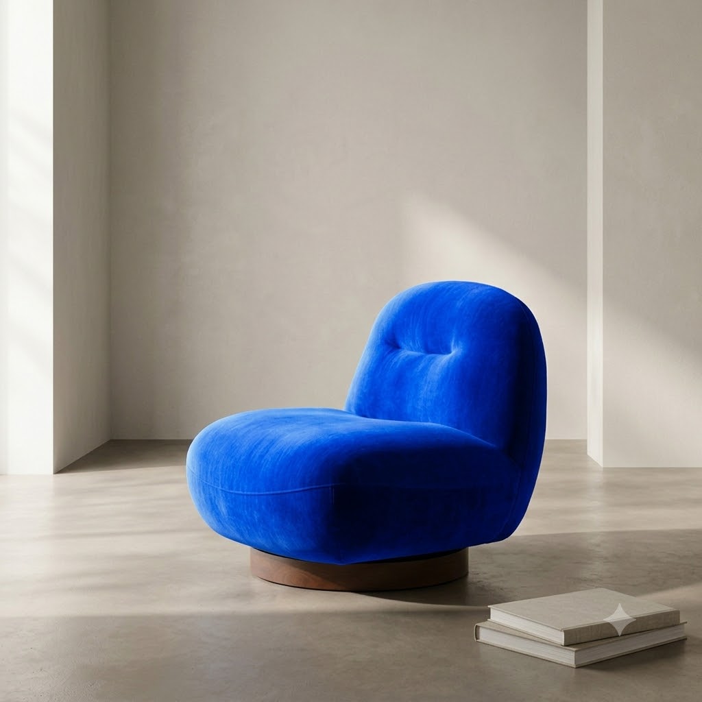 Draaifauteuil Bibi fluweel – Indigo blauw