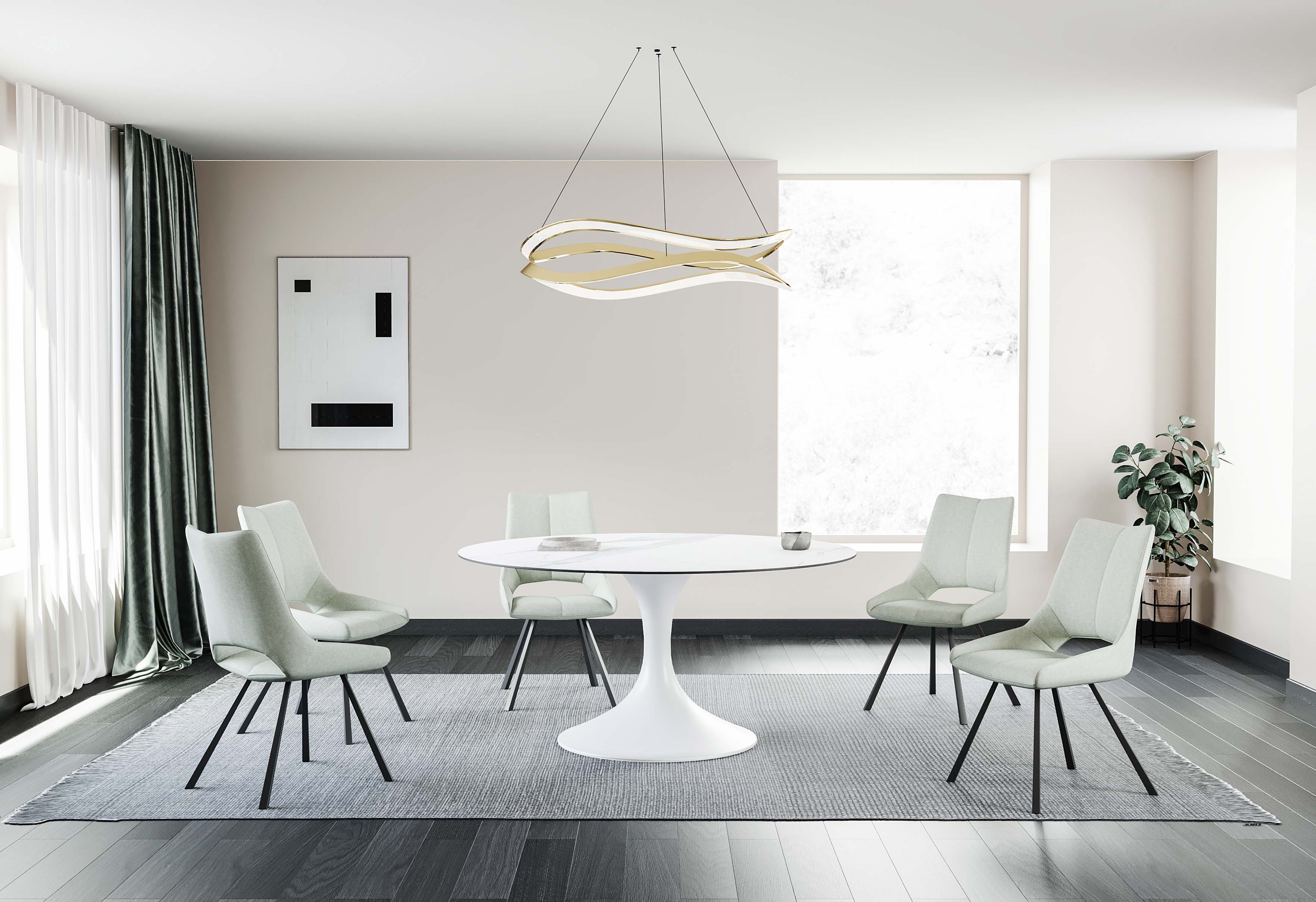 Ronde tafel 160cm met keramiek blad en centrale poot - wit