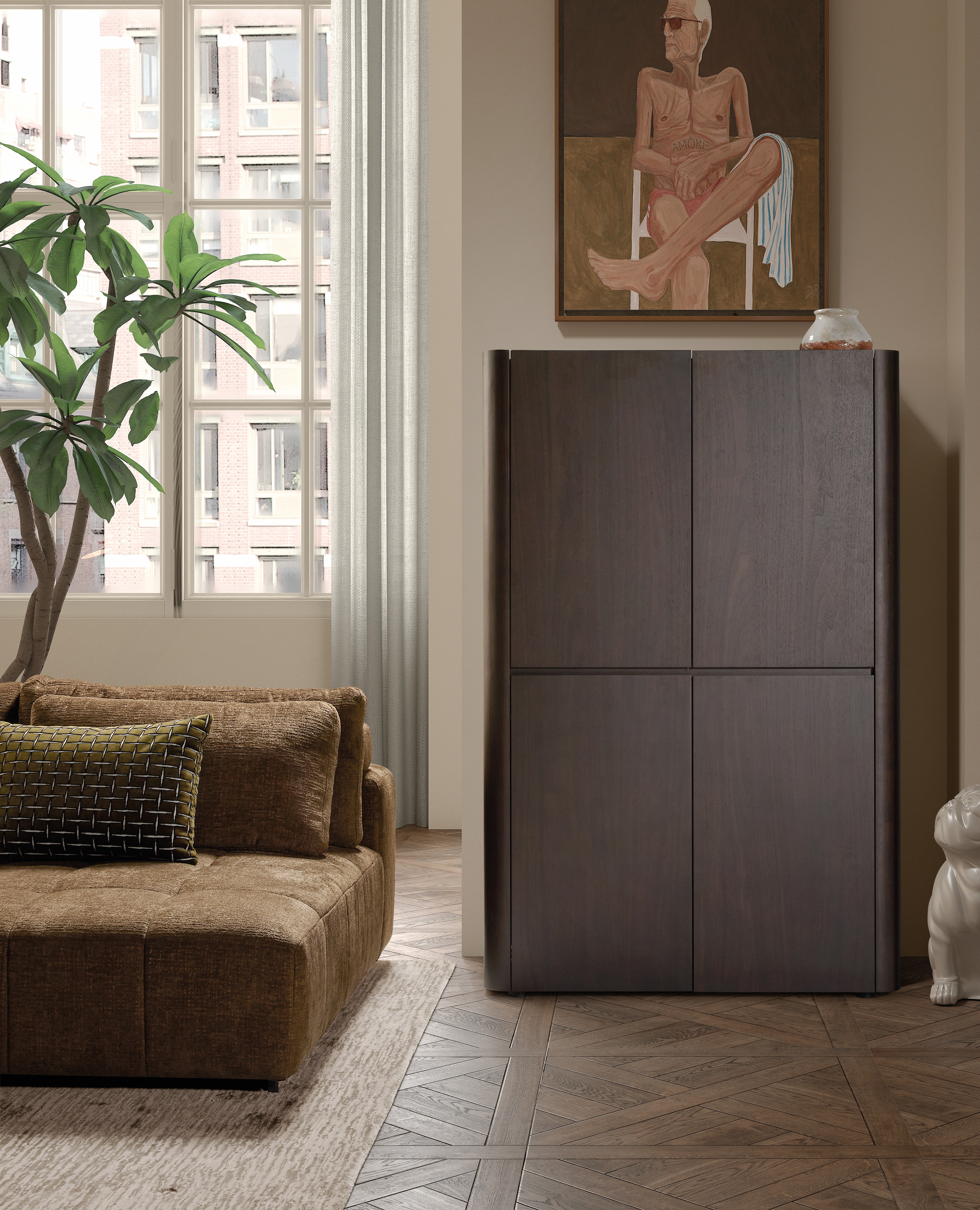 Buffetkast 4 deuren - dark walnut