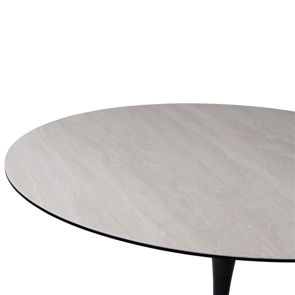 Ronde tafel diam.120cm - keramiek/zwart metaal