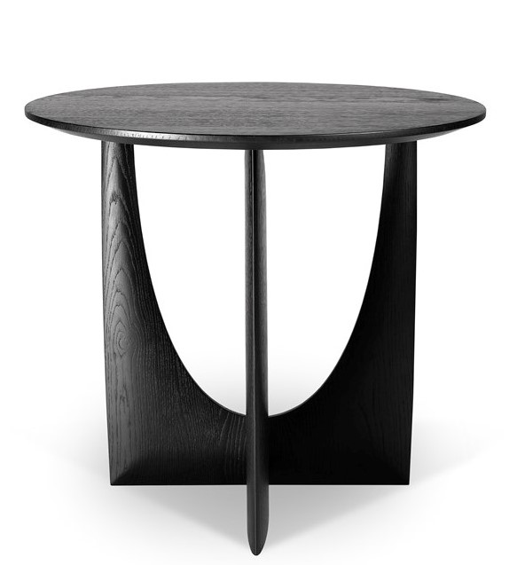 Bijzettafel Geometric Design teak hout dia. 51 cm - zwart