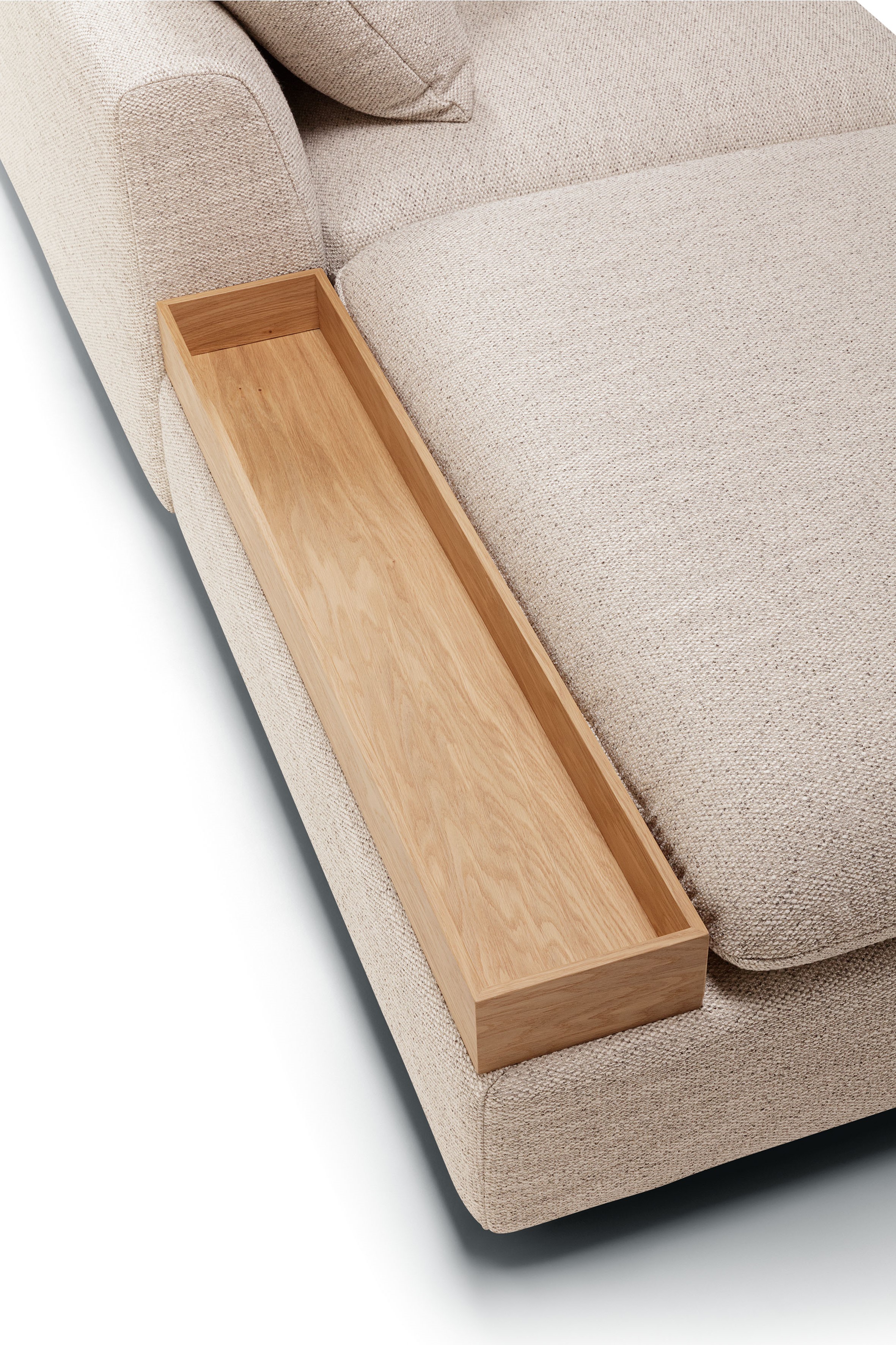 Hoeksalon Milou met houten dienblad (links) - Natural ecru