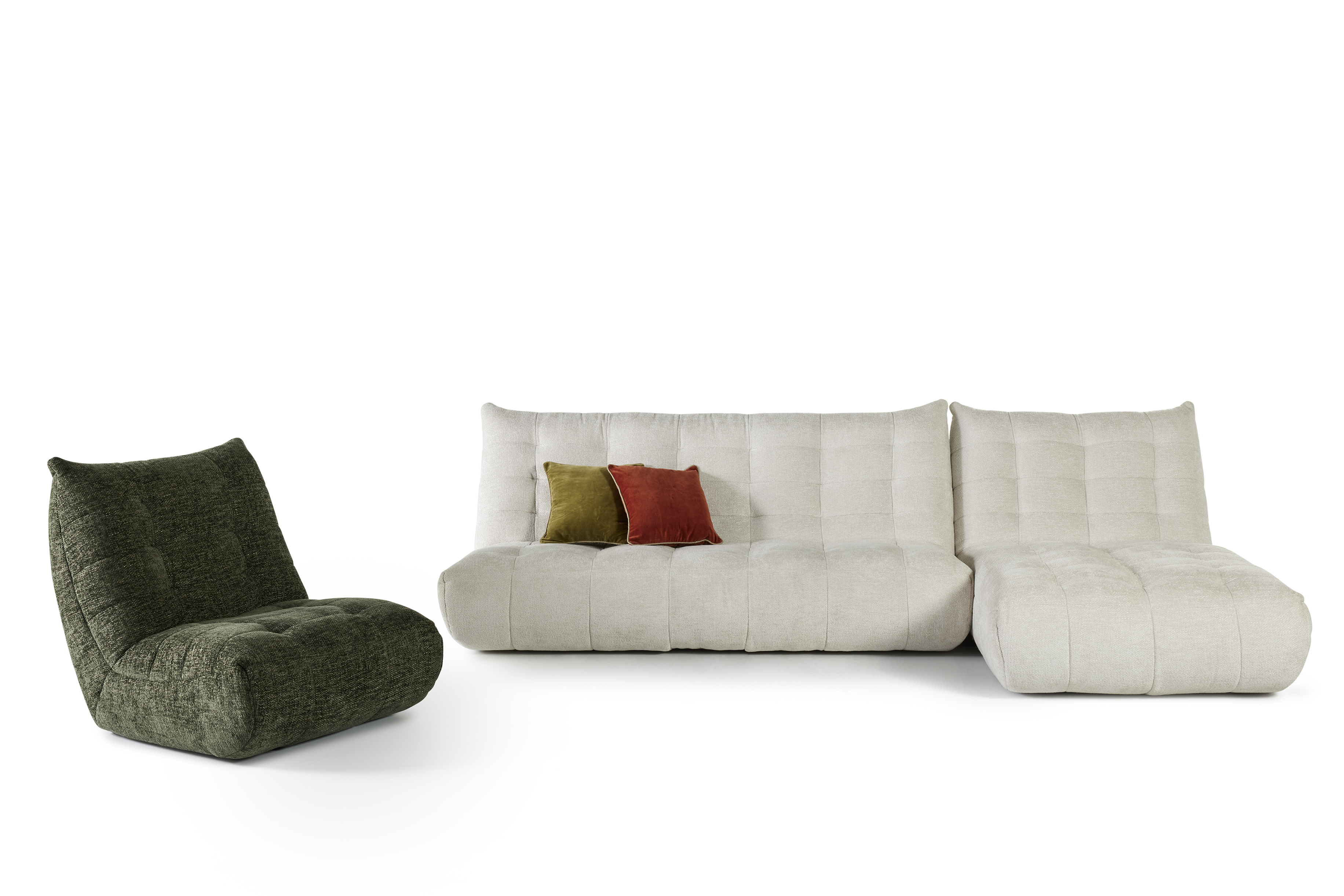 Hoeksalon met longchair (rechts) - Coconut wit