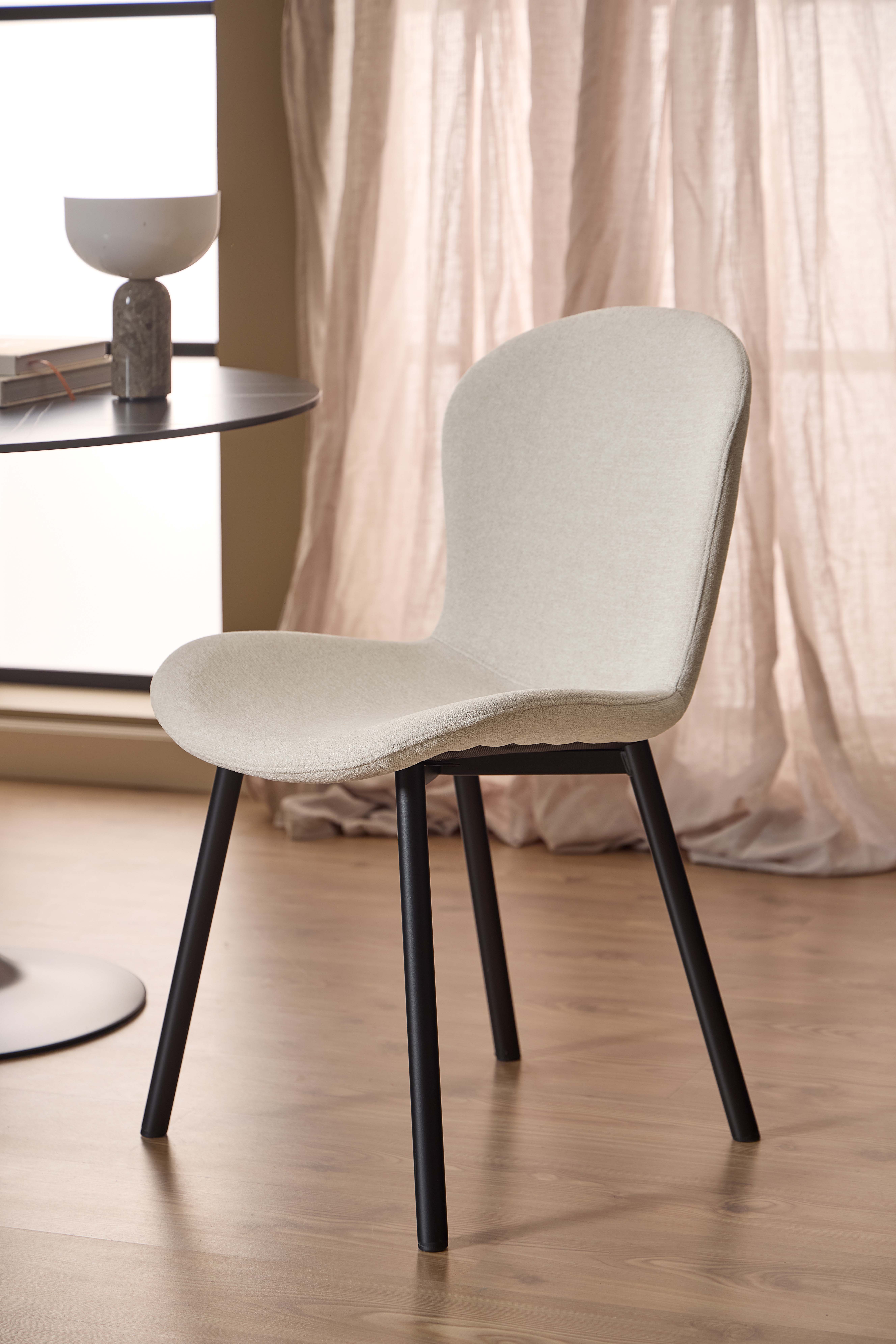 Eetkamerstoel - beige/zwart metaal