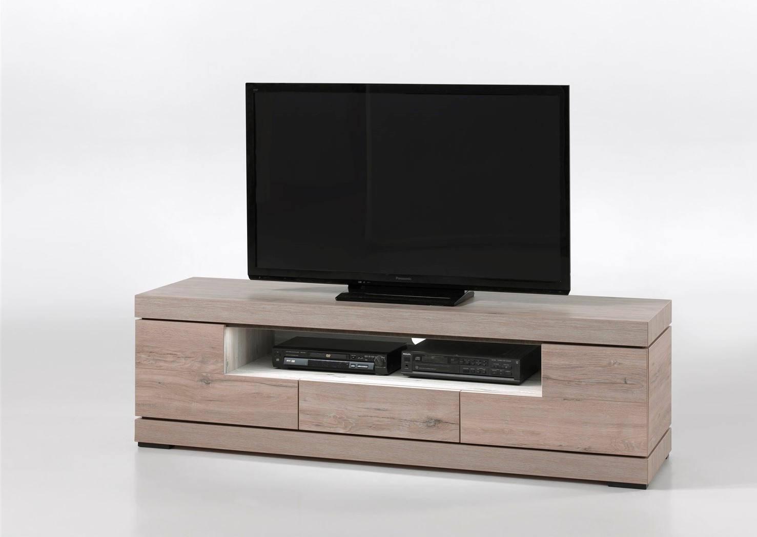 Tv-meubel met 2 deuren en lade - lichtgrijs eiken