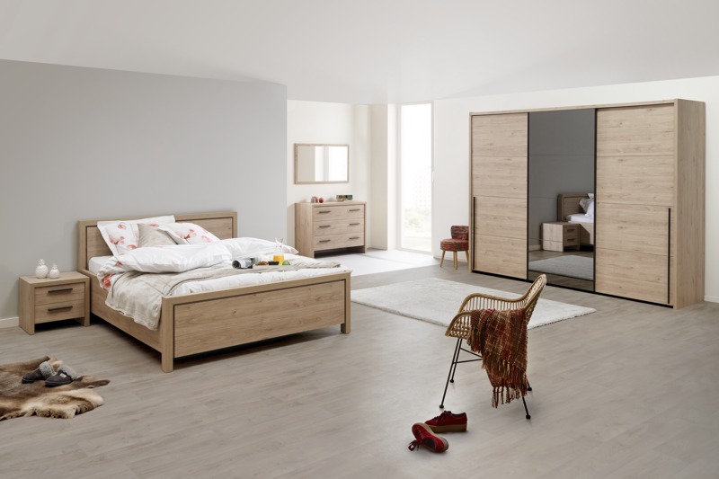 Tweepersoonsbed 160x200cm - eiken look